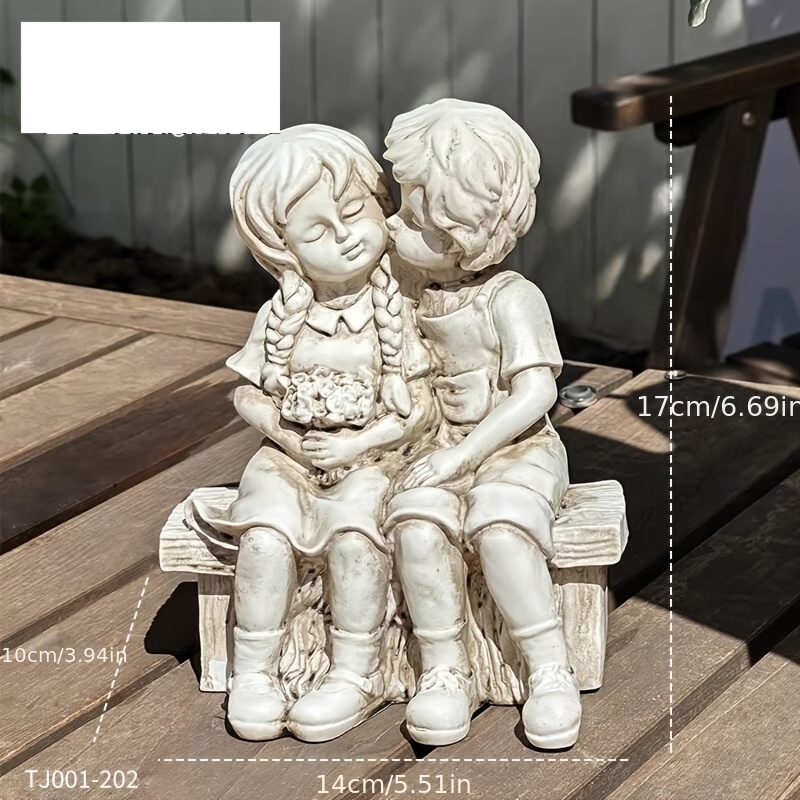 TEMU 창의적인 키스하는 커플 조각상 정원 조각 및 조각상, 귀여운 야외 장식