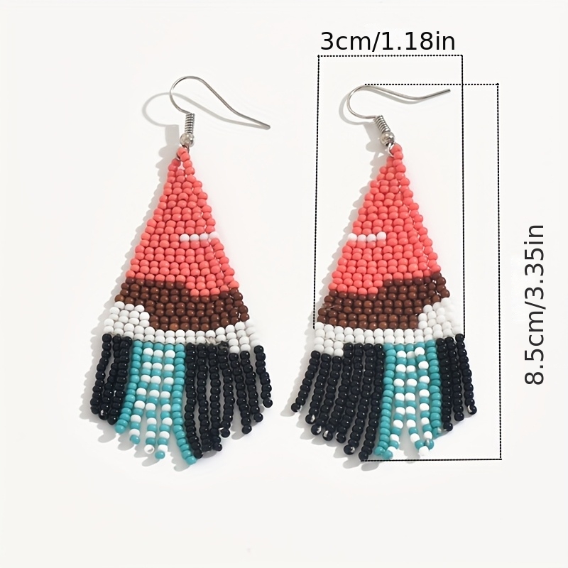 Women's Creative Trendy Long Woven Tassel Bead Earrings