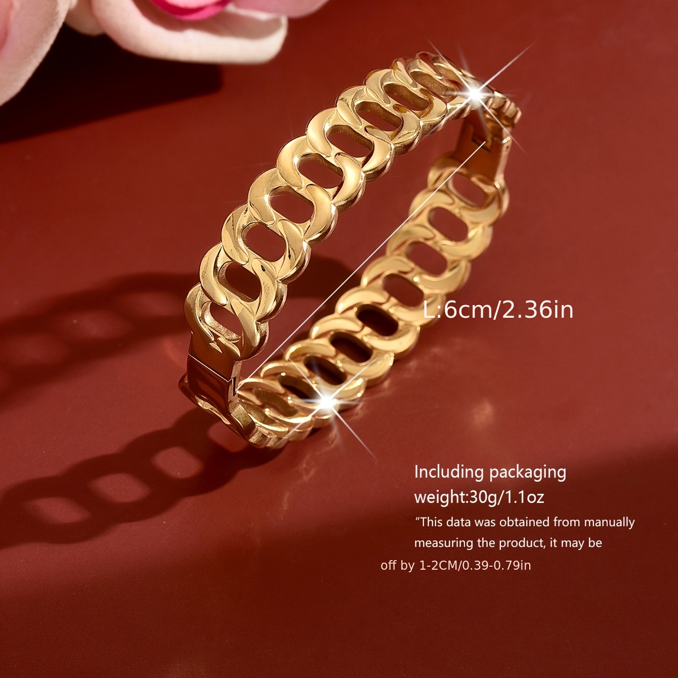 Luxurious Stainless Steel Bangle with Oval Links