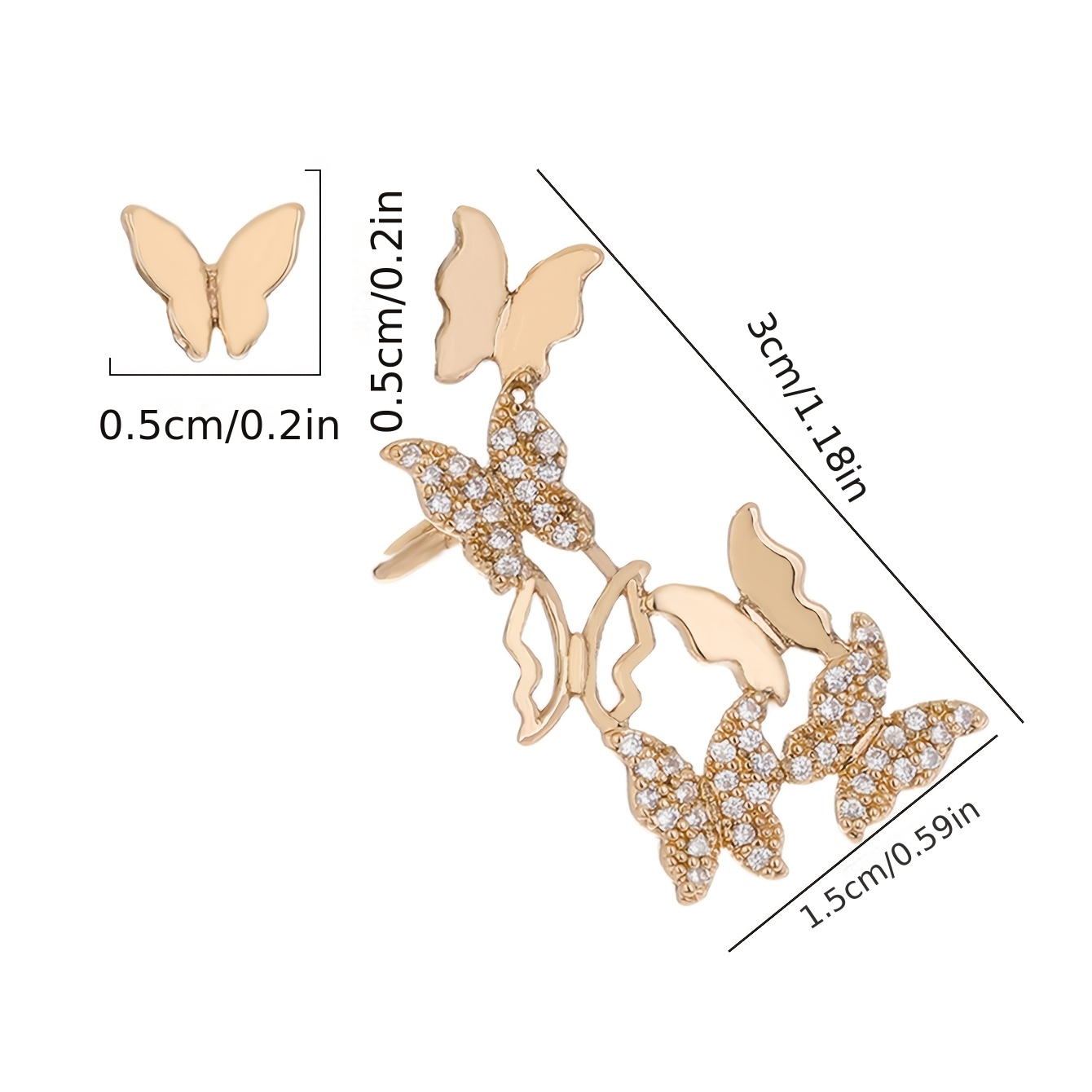 Elegant Micro-Pave Synthetic Zirconia Butterfly Earrings Set
