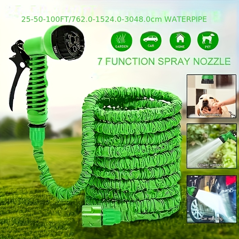 the telescopic hose water gun is lightweight and flexible it has   layer latex   and a length of 25 150 feet it   in   spray water patterns and is   suitable for gardening car washing and pet bathing