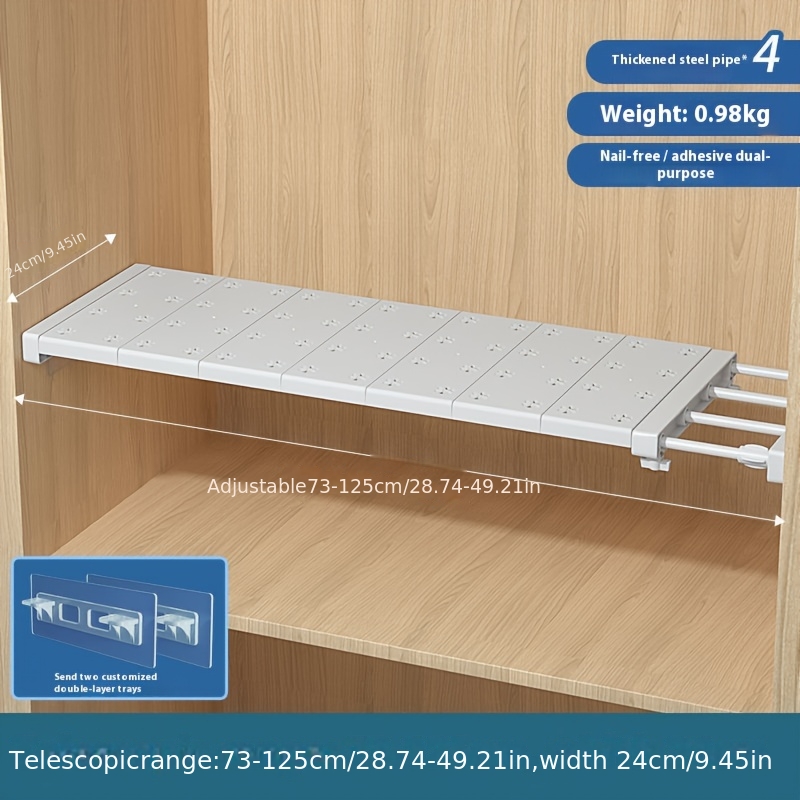 1pc Wardrobe Storage Shelf, No-Nail Layered Divider Cabinet for Bathroom &   - Expandable Closet Organizer with Adjustable Shelves, Shelf Dividers