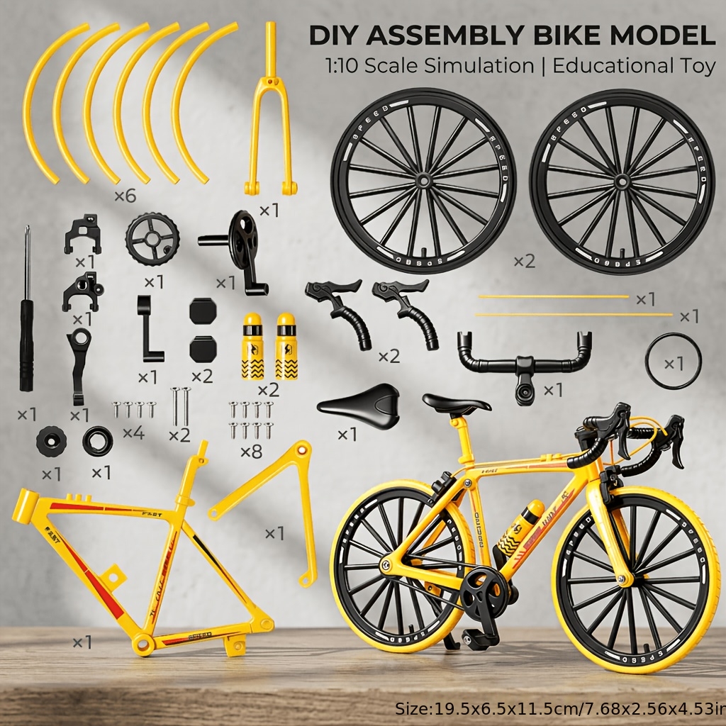 TEMU Modèle de vélo à assembler à l'échelle 1:10, ornement à soi-