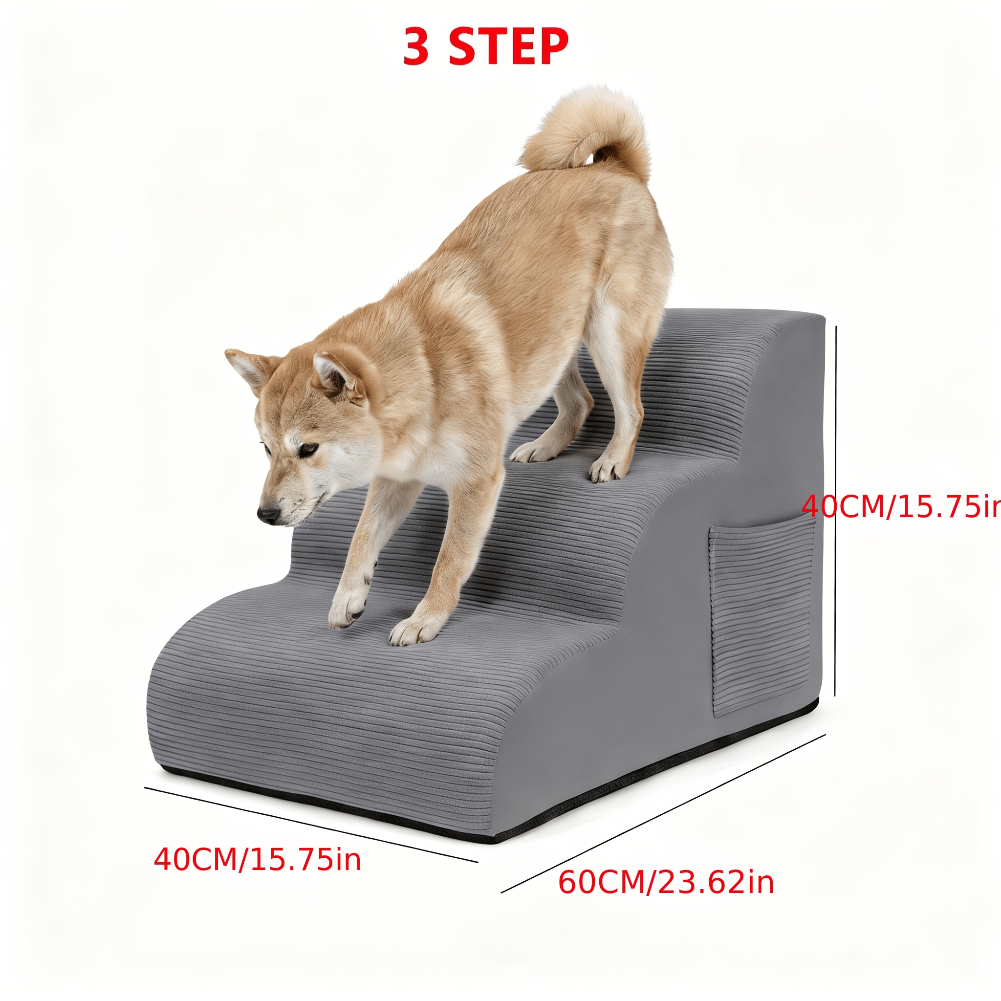 TEMU Dog Stairs For Small Dogs, 2/3/4-step Dog Ramp For Bed Sofa Couch, Dogs Steps For Bed, Couch, Pet Stairs With Non-slip Bottom Design, 28d High