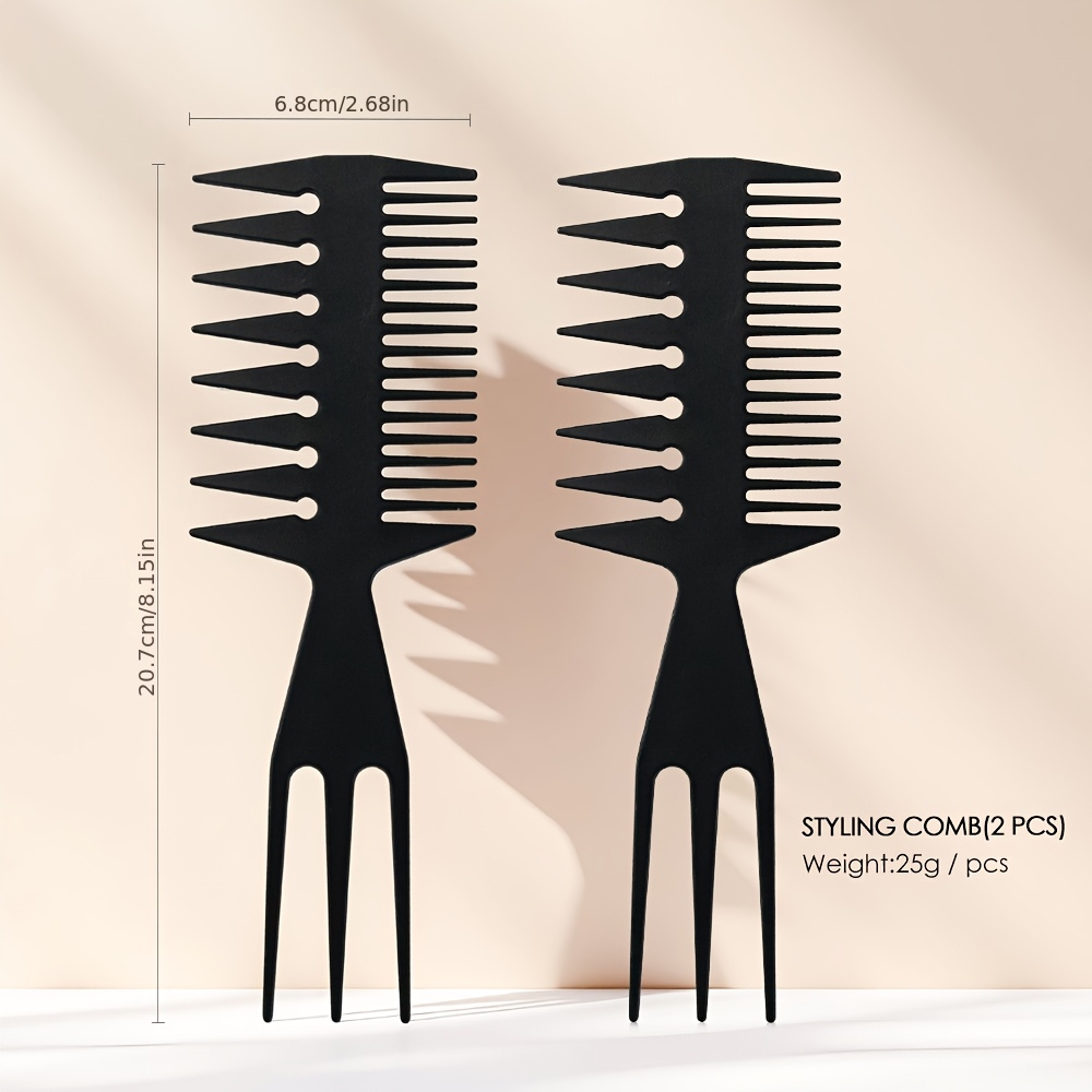 2pcss, Multifunctional Wide Tooth, Fine Tooth Comb Set, Men's Retro Oil Head Comb 2pcs Set, Hair Styling Tool Additions, Hair Styling Comb, Barber, Salon Hair Brush