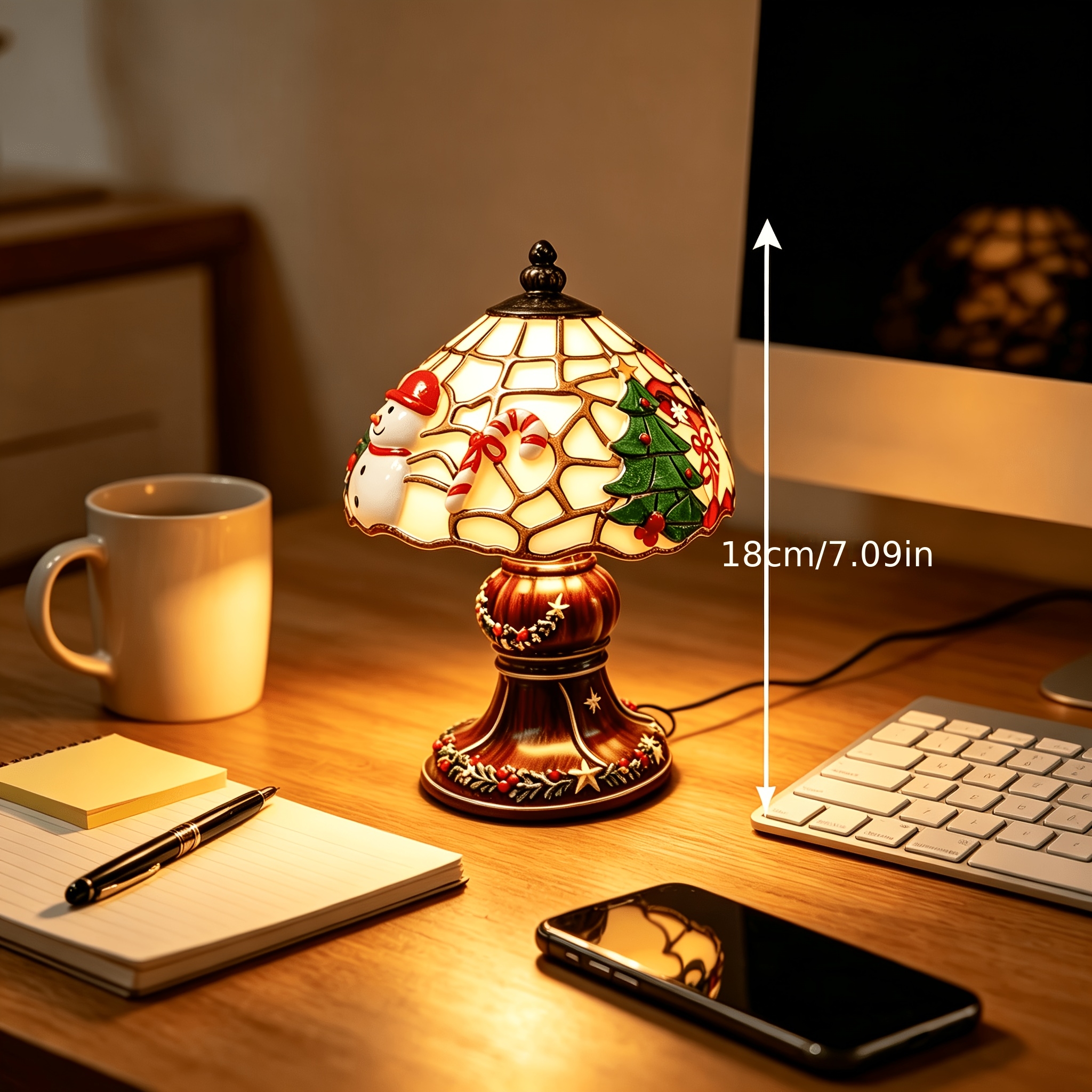 TEMU 1pc Retro Christmas Tree Pattern Desktop Sculpture 3d Display Piece, Hand-painted Christmas Festival Decorative Statue, Christmas Indoor Desktop