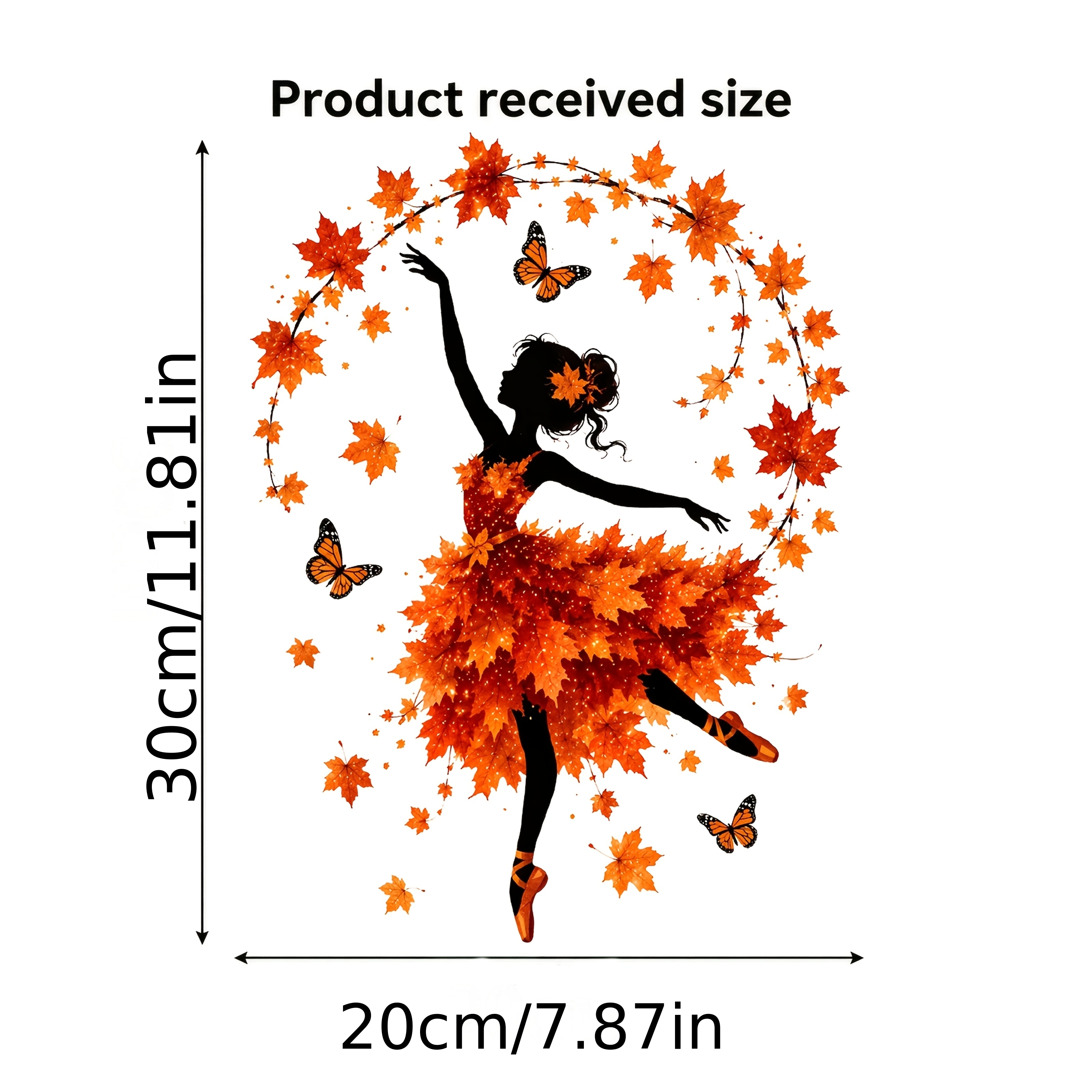 TEMU 1pc Autumn Leaf Dancer Silhouette Window Cling, Creative And Beautiful Maple Leaf Fairy Self-adhesive Glass Decal, 30cm×20cm Autumn Atmosphere