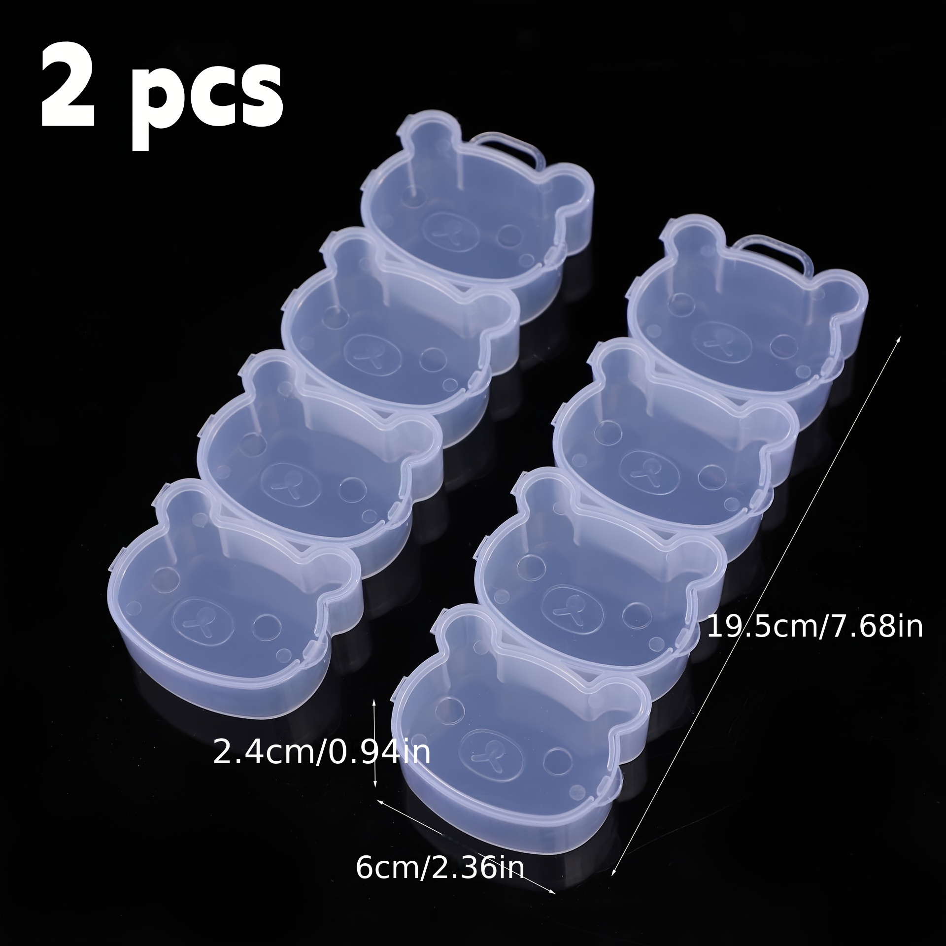 Image of Bear-shaped Transparent Plastic Storage Boxes With Lids - Multi-compartment Organizer For Hair Ties, Small Hair Clips, Earrings, Jewelry - Durable Portable 4-in-1 Jewelry Storage Box
