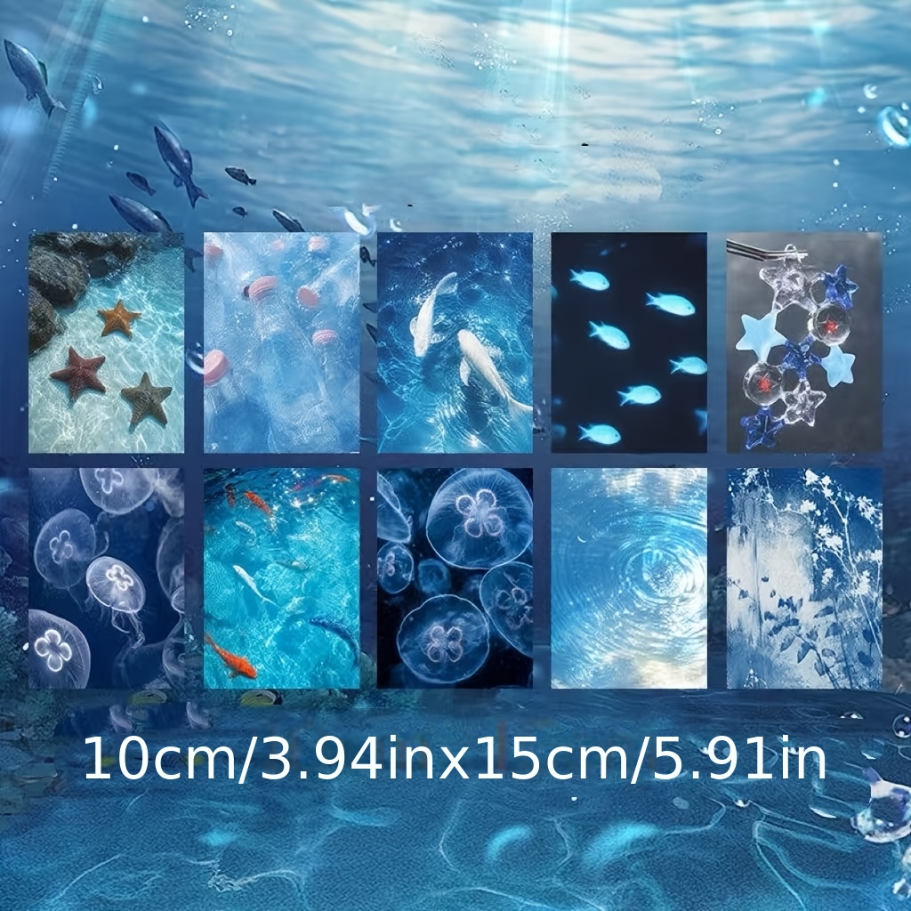 TEMU 10pcs Blue Wall Sticker Set, Style Postcards. High-value, -themed Posters, Simple And Fresh Cards For Decorating Walls And