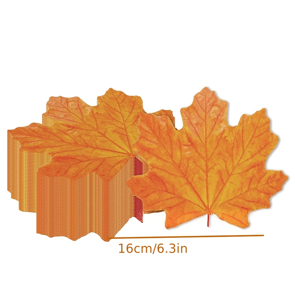 TEMU 25 servilletas desechables de con hojas de , manteles individuales decorativos de hojas naranjas de otoño, artículos de decoración de mesa para