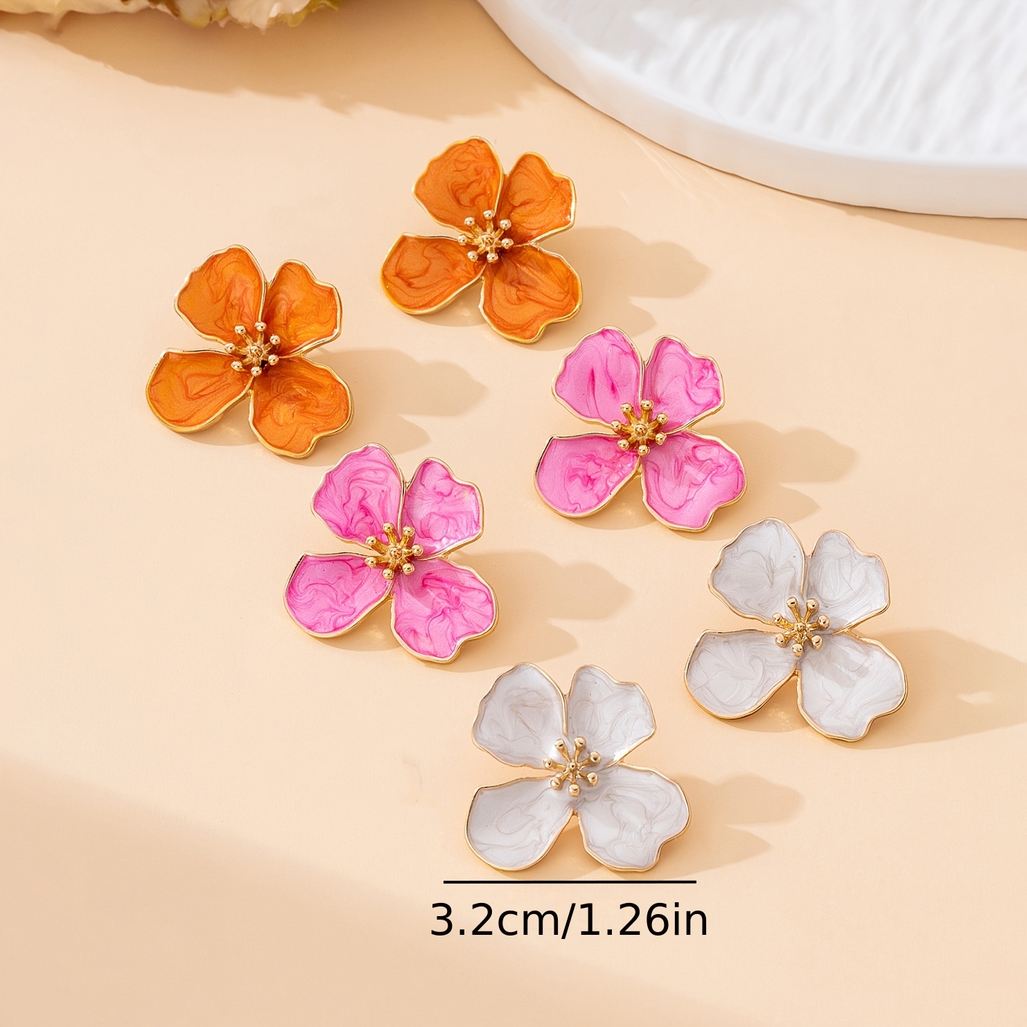 3-Pair Handmade Flower Earring Set