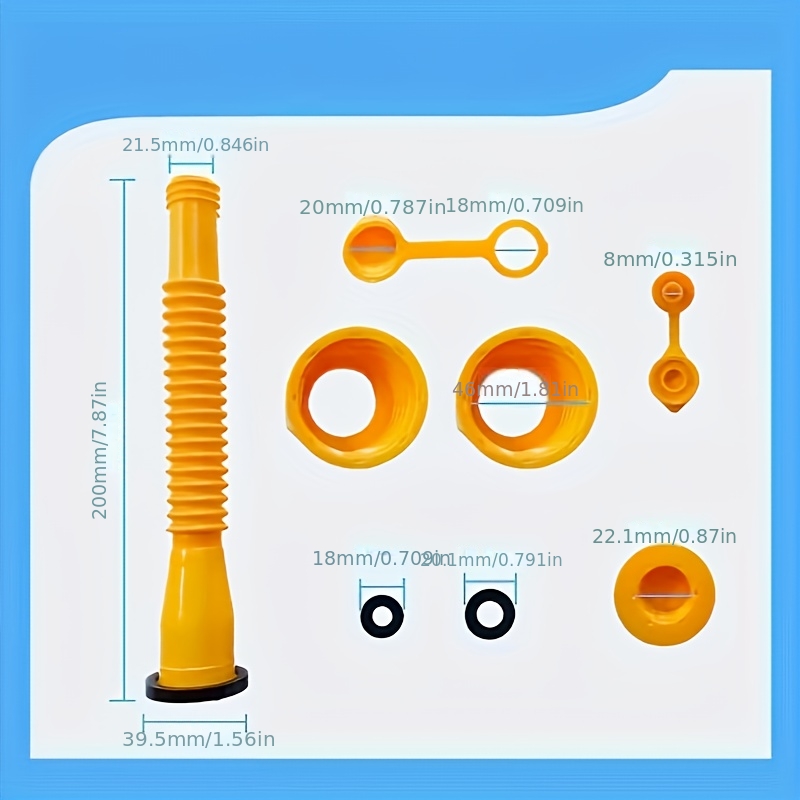durable gasoline tank nozzles for european and american series 8pcs set suitable for most 3 79 7 57 18 93 37 85 liter   with thickened cap gasket for easy refueling hexagonal nut anti slip cap plastic plug clip type mouth cover