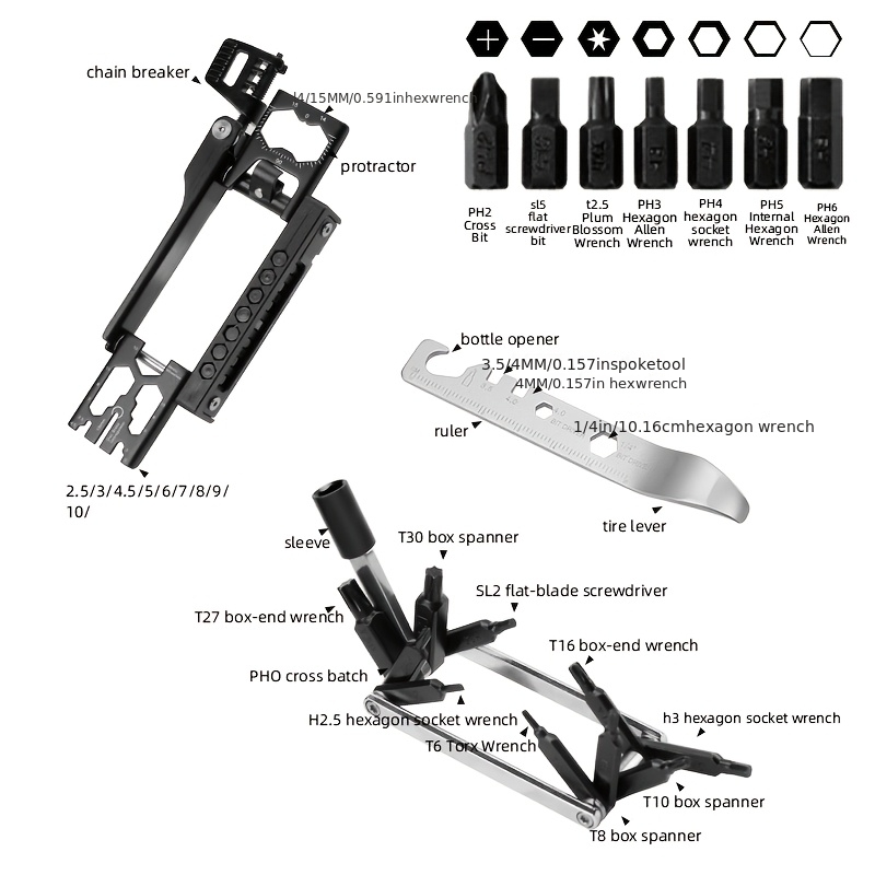 TOSUOD Bicycle Repair Tools for Mountain And Road Bikes, a 38-In-1 Multifunctional Hex Wrench Accessory