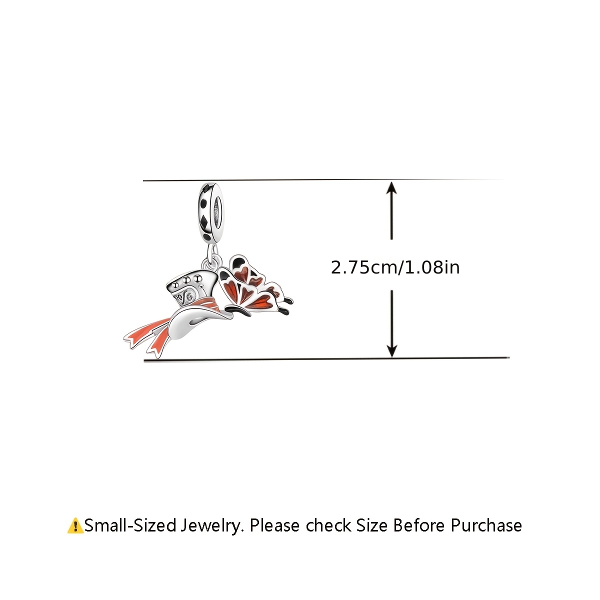Silver Plated Copper Hat & Enamel Butterfly Charms Pendant