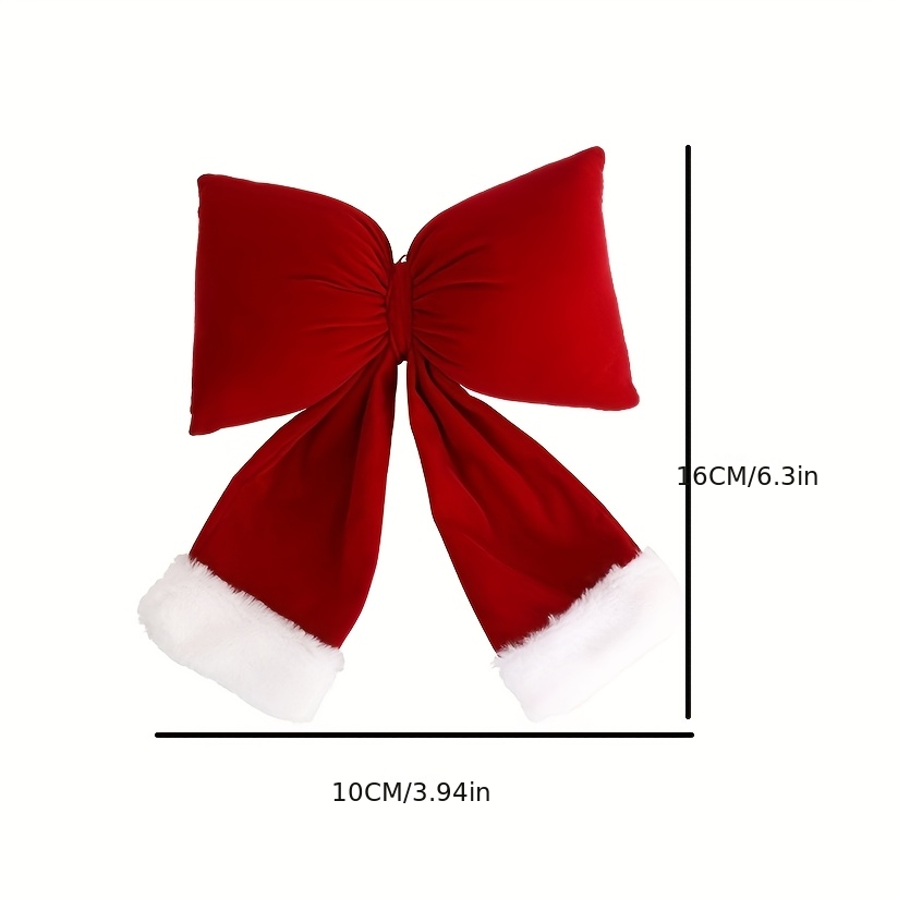 Image of Christmas Plush Bow - Soft Fabric Bow Suitable For Tree, Wreath, Gift & Decorations - For With No Feathers, Holiday Ornaments
