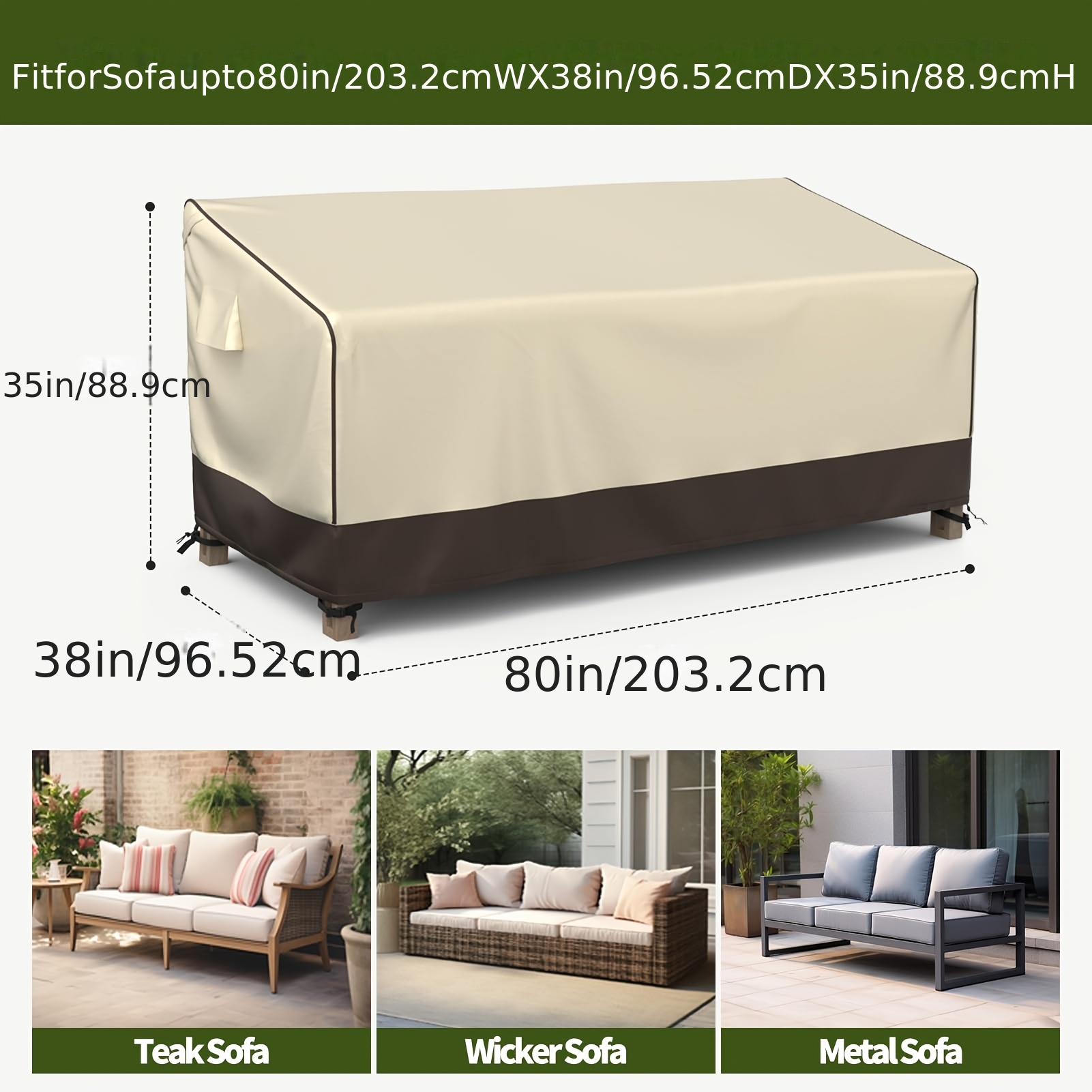 TEMU 420d Outdoor Couch Cover, Patio Furniture Covers For 2-seater Couch To Heavy Duty Patio Sofa Cover With Air Vent & Double-stitched All Weather