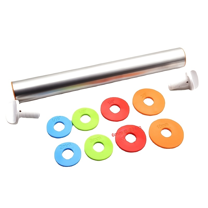 TEMU Ensemble de rouleaux à pâtisserie ajustables en acier inoxydable avec guide de épaisseur - pour la préparation de la pâte et - Outil à pâtes