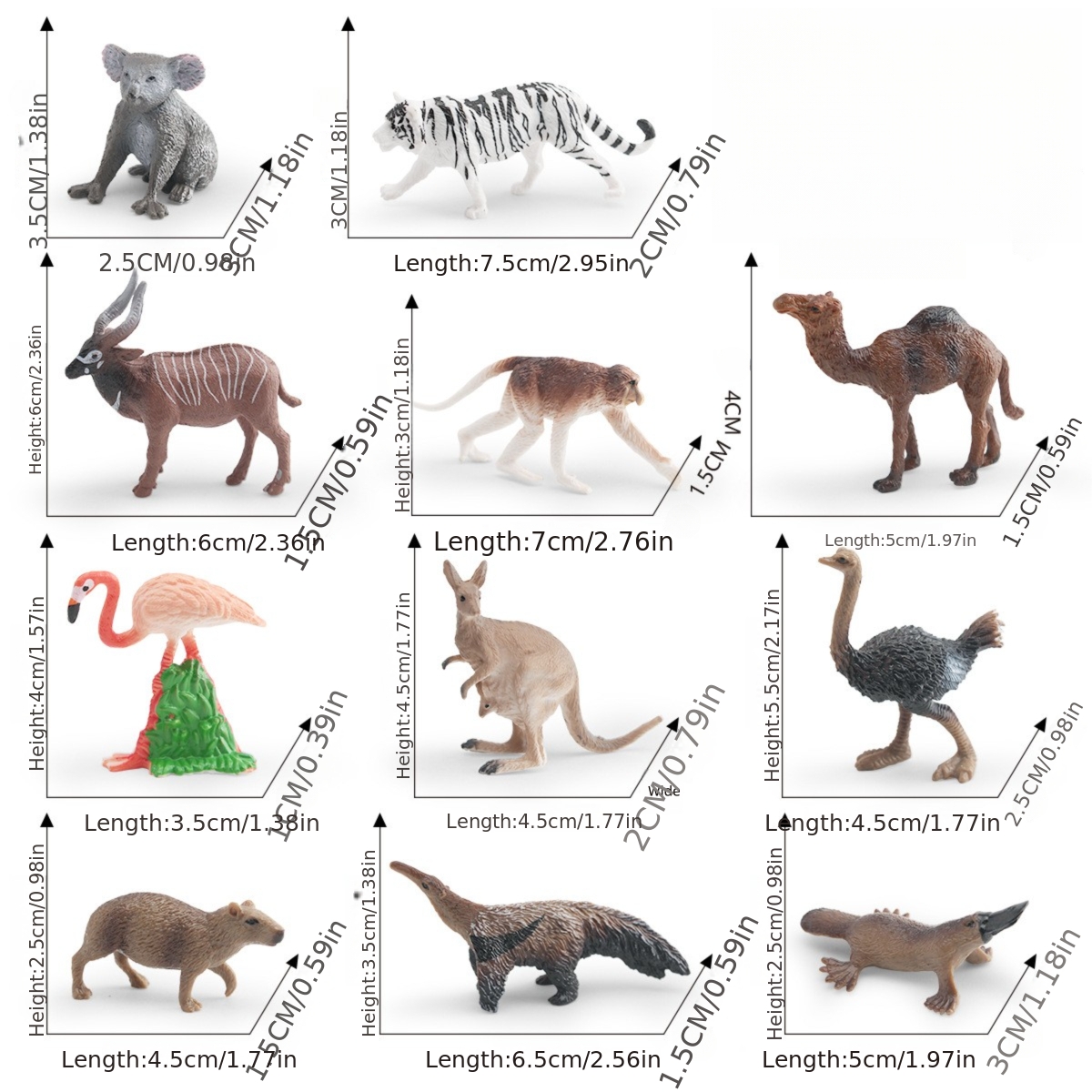 7pcs Realistic Mini Wild Animal Figurines Set