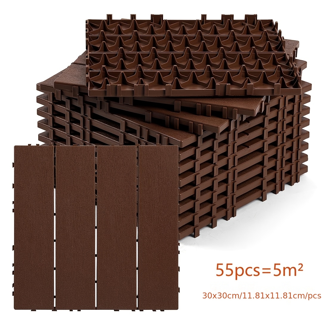 5 M² Plastic Decking Tiles Plastic Garden Tiles 30x30cm Plastic Floor Tiles For Floor Tiles Easy-install Floor Mat Balcony Floor Covering 55pcs