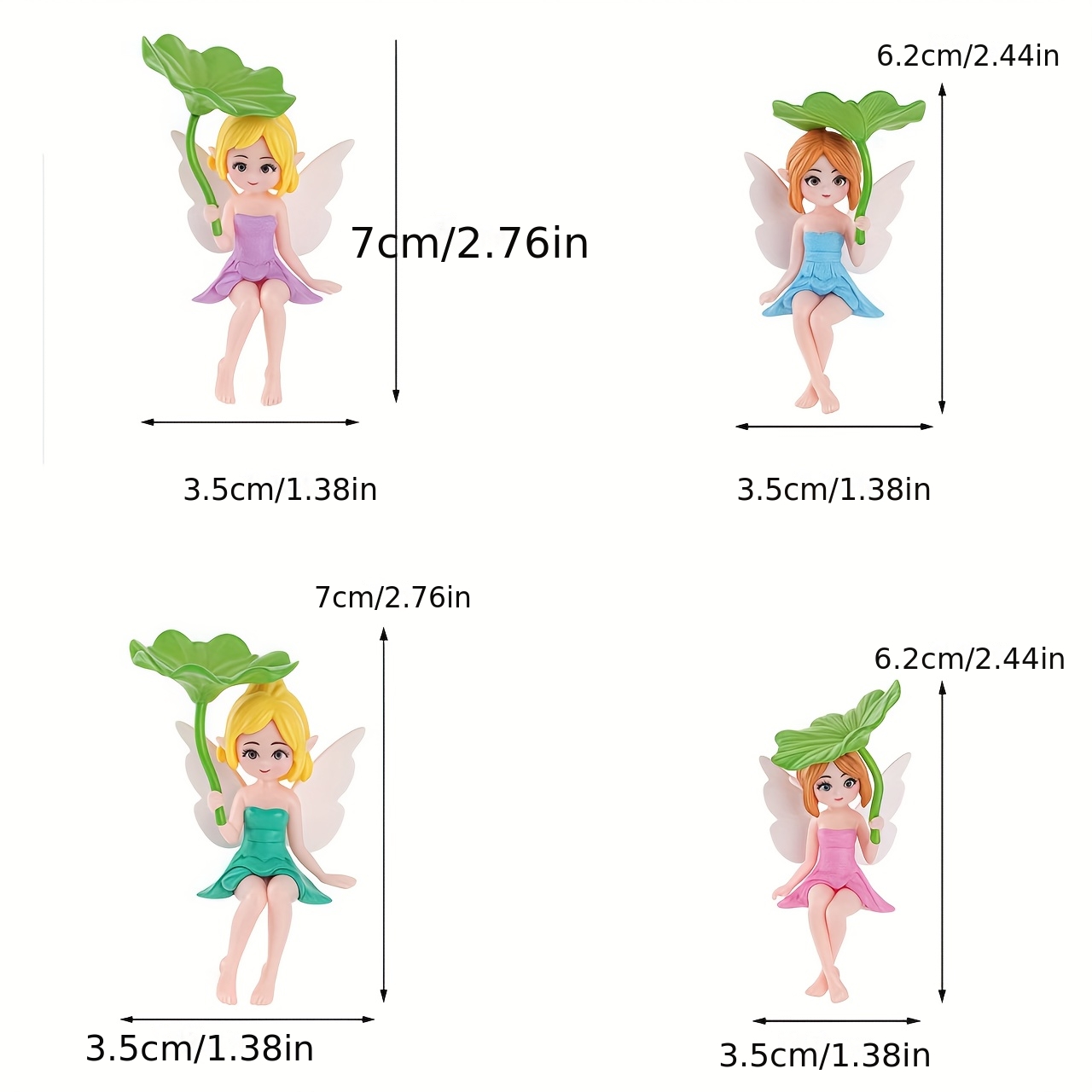 Juego de 4 Piezas de Figuras Coleccionables Creativas de Hada Hojas de Loto, Decoración de Micro Paisaje, Adornos para Jardinería Bonsái, Adornos de Coche de Dibujos Animados, Decoraciones Lindas para Escritorio de Habitación, Adornos para Estación de Trabajo de Oficina