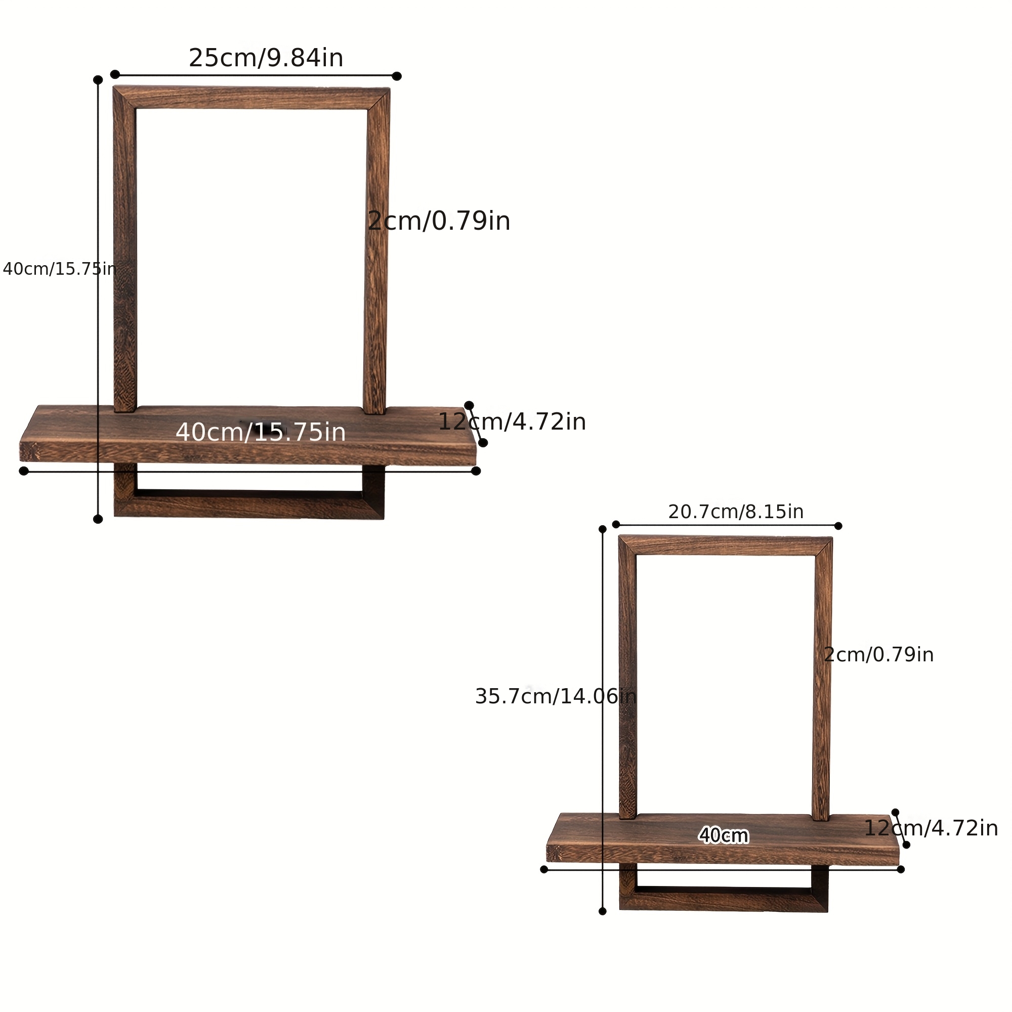 Set Of 2 Floating Shelves Wall Mounted - Rustic Wood Storage For Living Room, Bedroom & Bathroom | Farmhouse Decor With