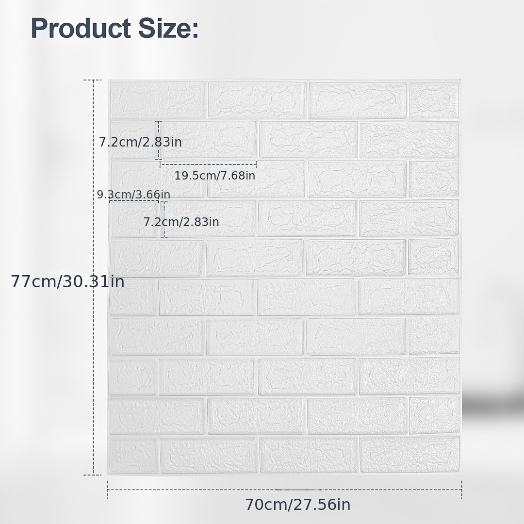 10pcs Peel And Stick Brick Panels Suitable For Living Room, Bedroom, Kitchen, Office - White Wallpaper With Pvc Coating, Matte Compatible Wall Stickers For Diy Modern Decor (no)