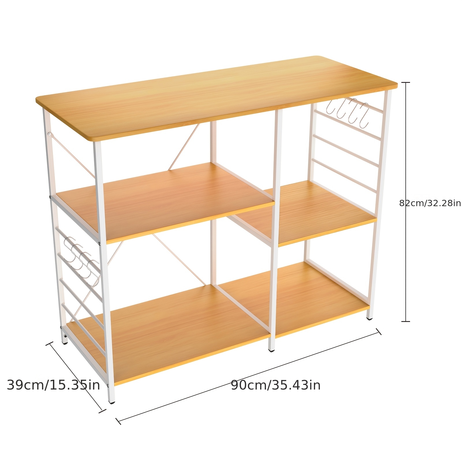 Multi-functional Standing Kitchen Rack, Large Microwave Oven Rack, Design, Space-, 90x82x39cm, Walnut Color.