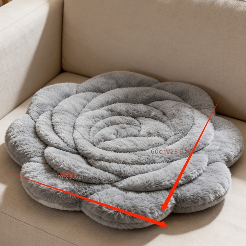 TEMU 1pc New Simple Comfortable Thickened Plush Car Floor Bay Window Chair Rose Seat Cushion