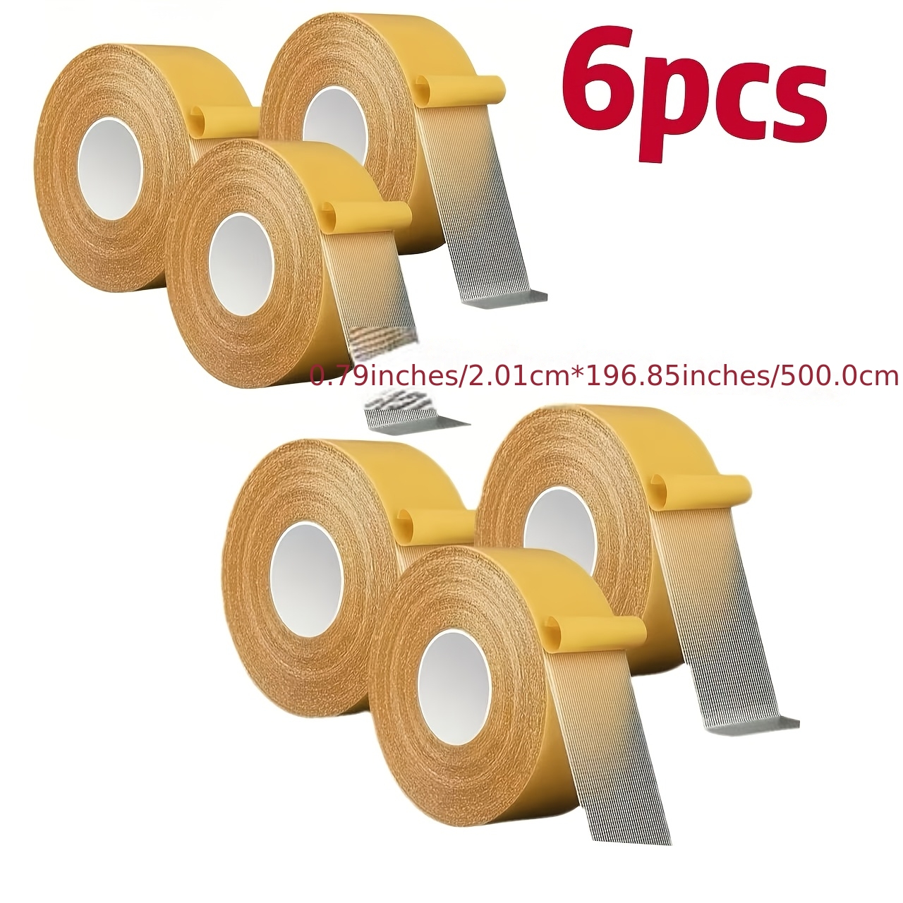 TEMU 6pcs Set Of Double-sided Fiber Tape 0.79 Inches * 196.85 Inches, Nano Tape, Strong Adhesive Tape, Washable, Reusable And Durable Tape, Suitable