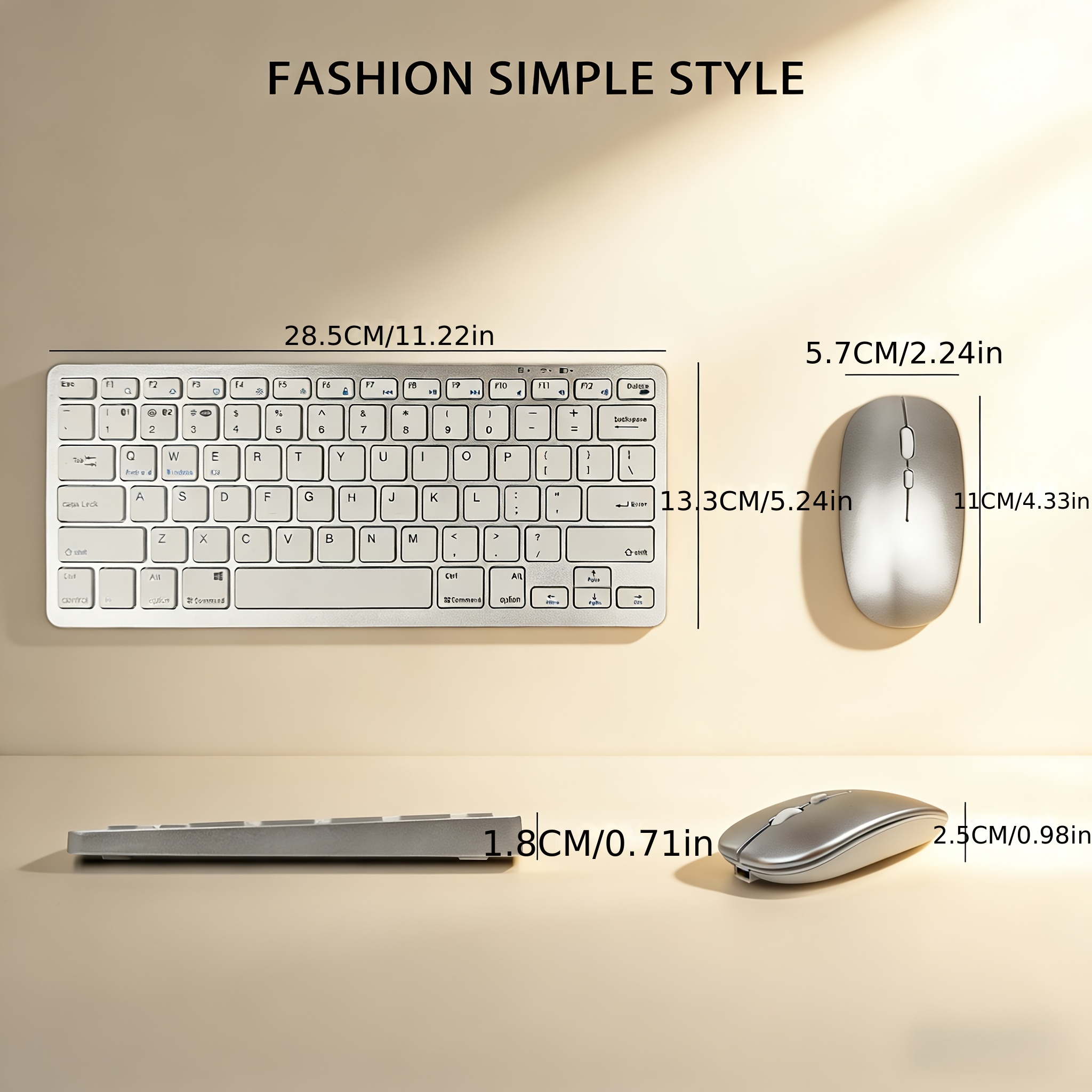 Rechargeable Wireless BT+2.4G Keyboard and Mouse Combo, Scissor Switch Ultra-Quiet Design, Silvery and Iron Gray Color Options, Ultra-Thin Portable Body, Multi-System Compatible