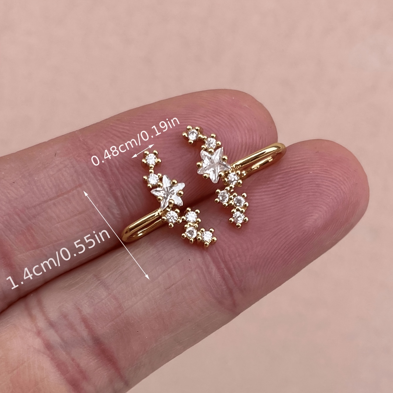 TEMU 2pcs Earrings For Women 5a Zirconia No Hole Fake Earrings Ear Bone Clip On Ear Cuffs Without Piercing Unusual Ear Stuff Earcuff 18k Gold Plated