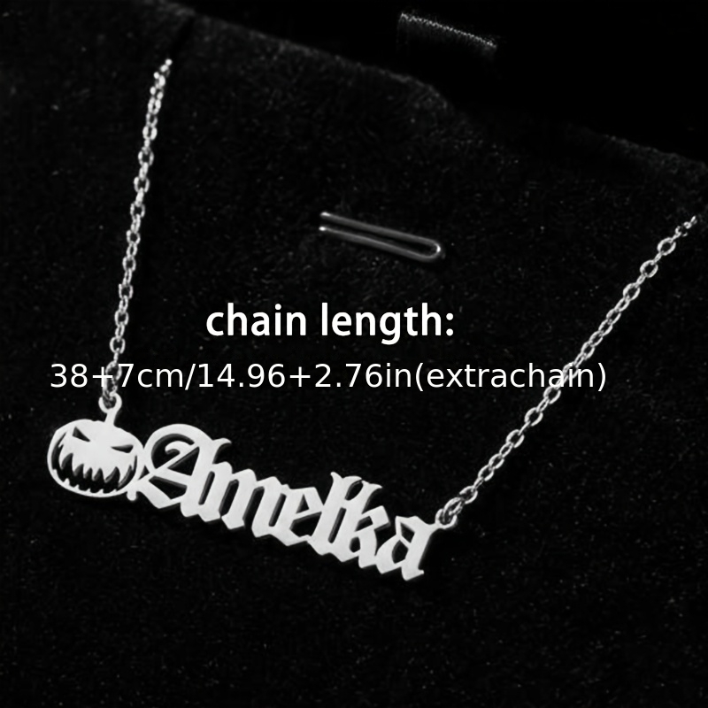 Pumpkin Head Shaped Name Pendant Necklace, Personalized Halloween Style