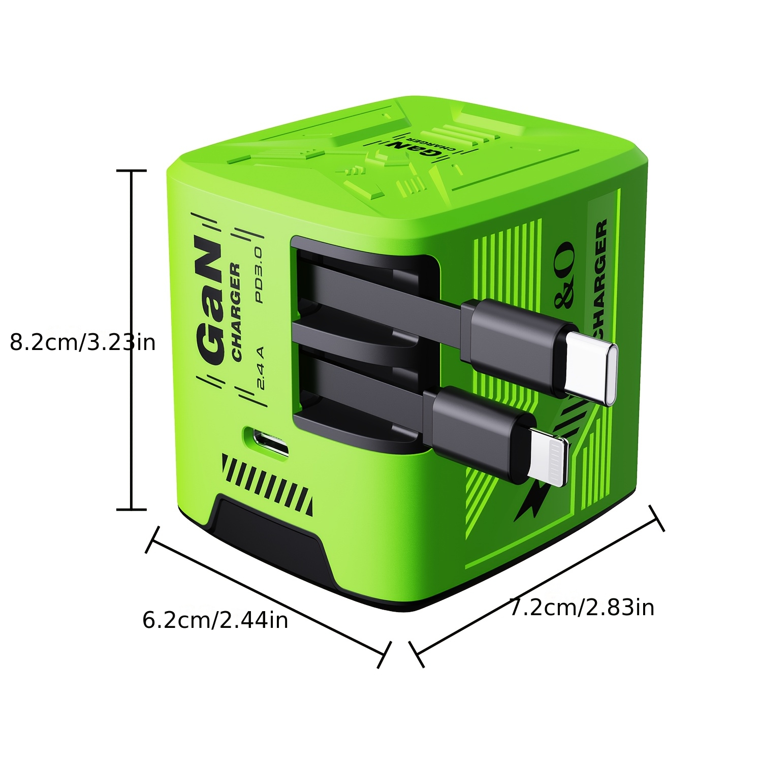 w o retractable gan 120w fast charger dual 120cm 47inch