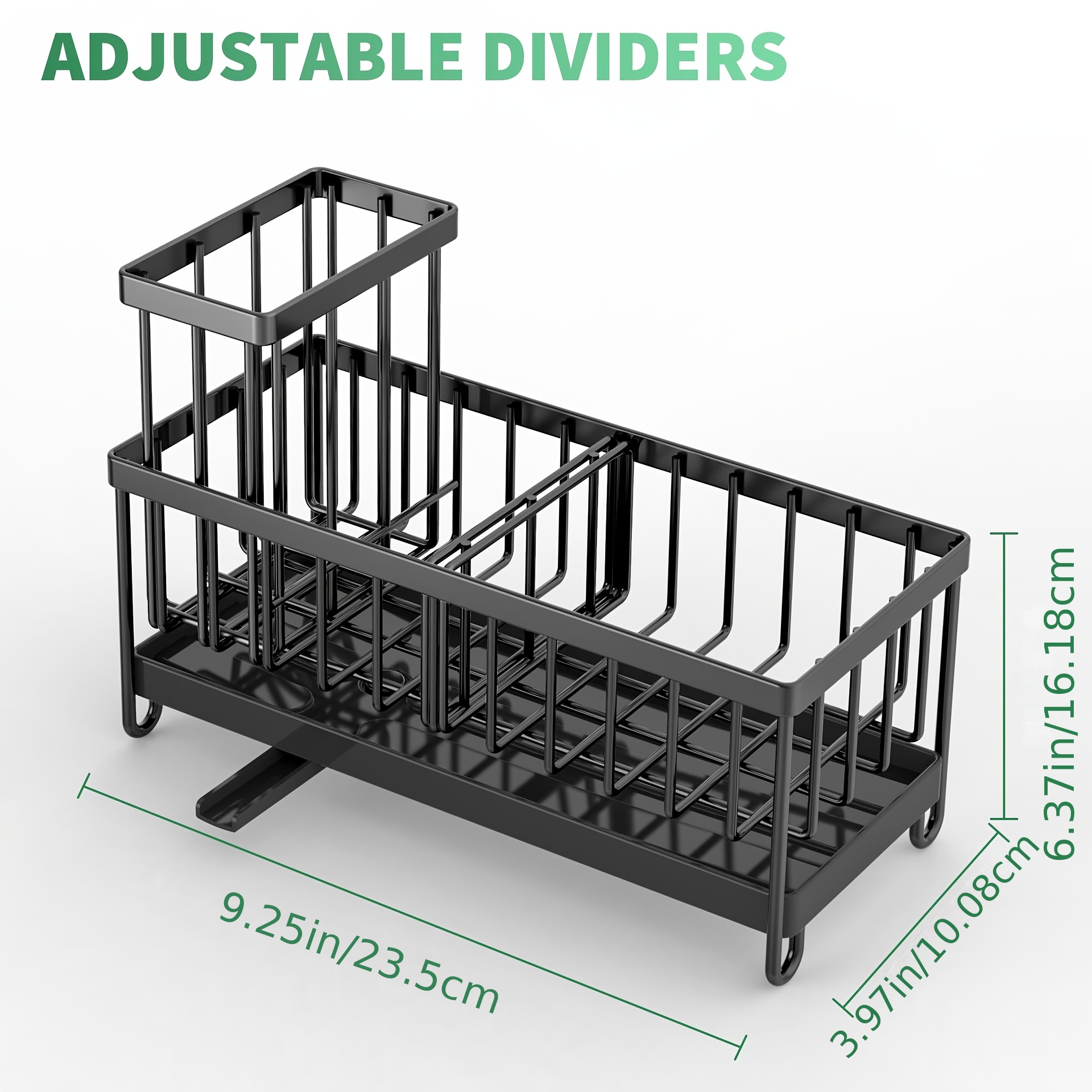TEMU 1pc Carbon Steel Self-draining Sink Caddy Organizer With Scrubber Holder â Space- Countertop Storage Rack For Sponges, Soap & Cleaning Tools,