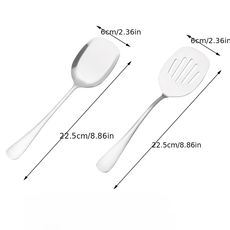 TEMU 2pcs Stainless Steel Cooking Spatulas/ Used For Frying Eggs, Steaks/heat-resistant Turners/slotted Spatula And Solid Spatula/kitchen Small