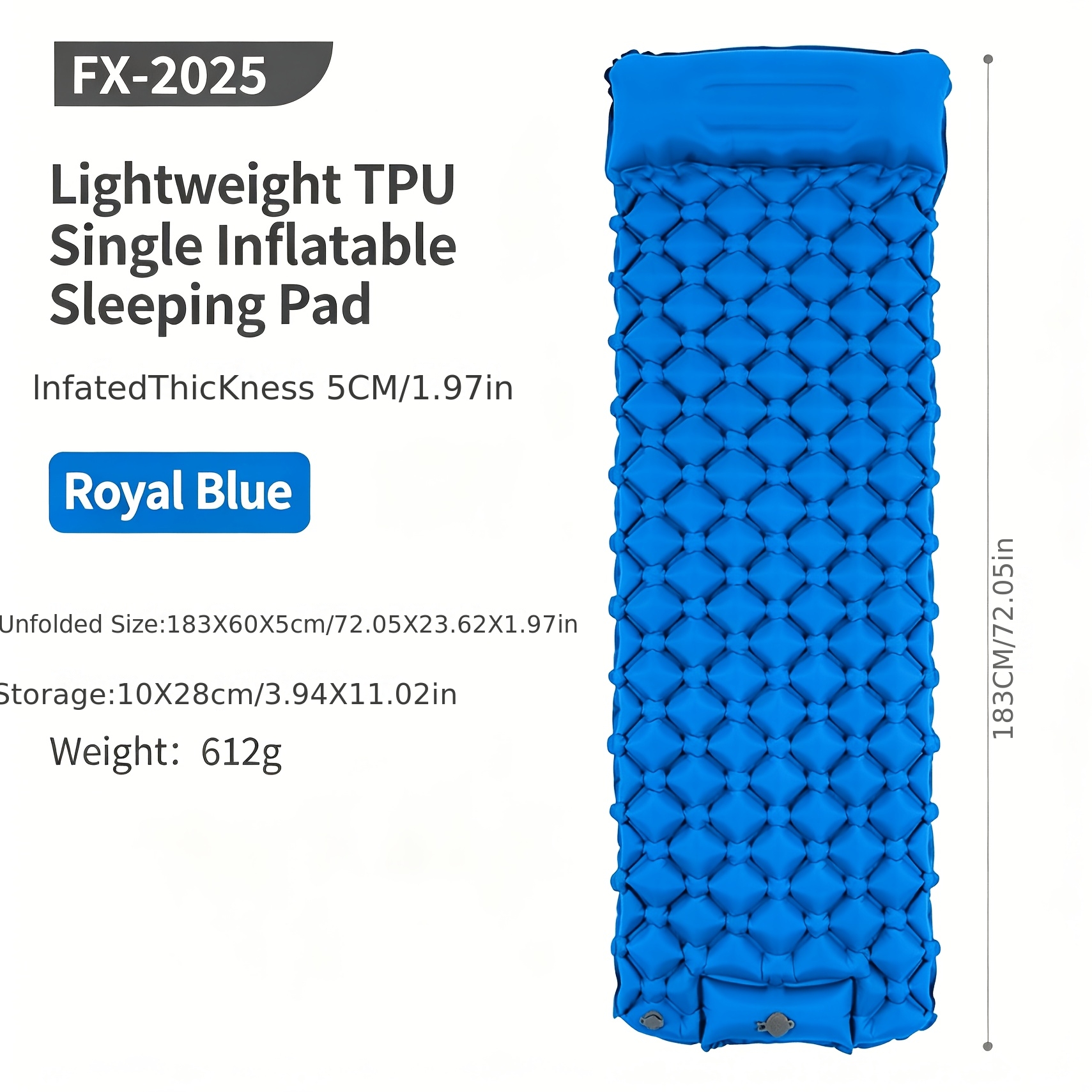 TEMU Built-in Foot Pump Travel Single Inflatable Mattress, 5cm Thick And Moisture-proof, With Storage Bag Suitable For Travel Inflatable Mattress, 3