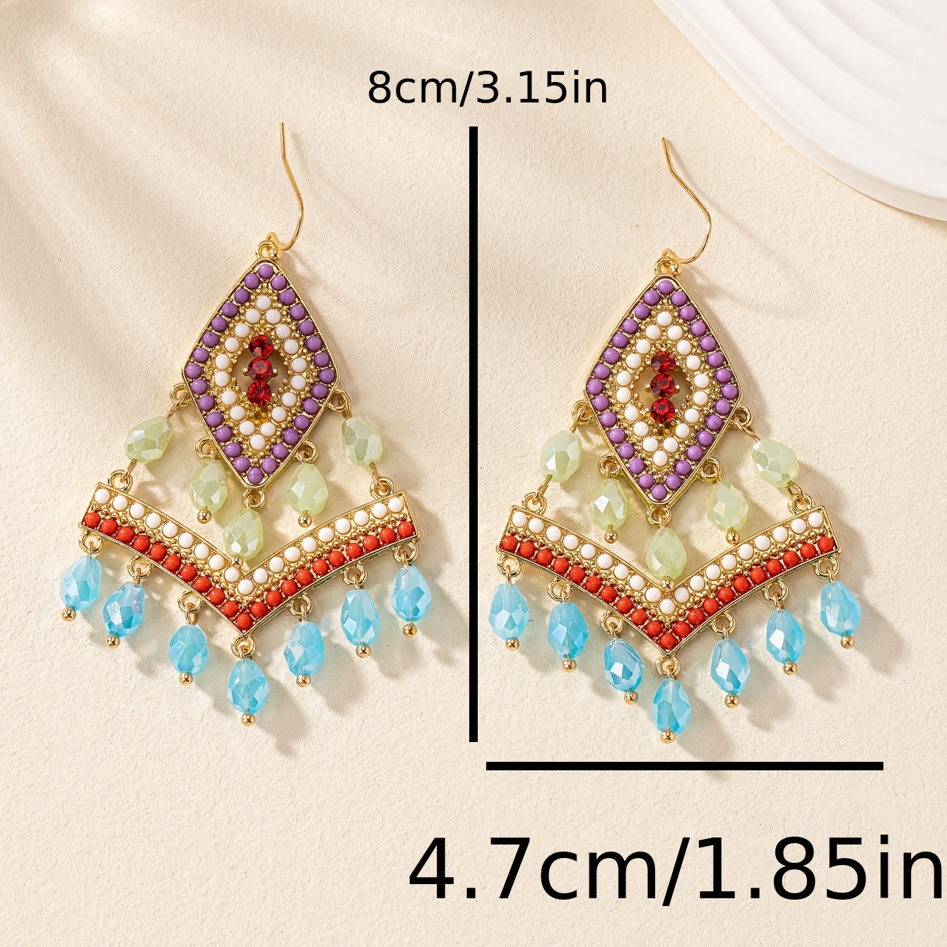 Women's Bohemian Inlaid Rhinestone Tassel Dangle Earrings