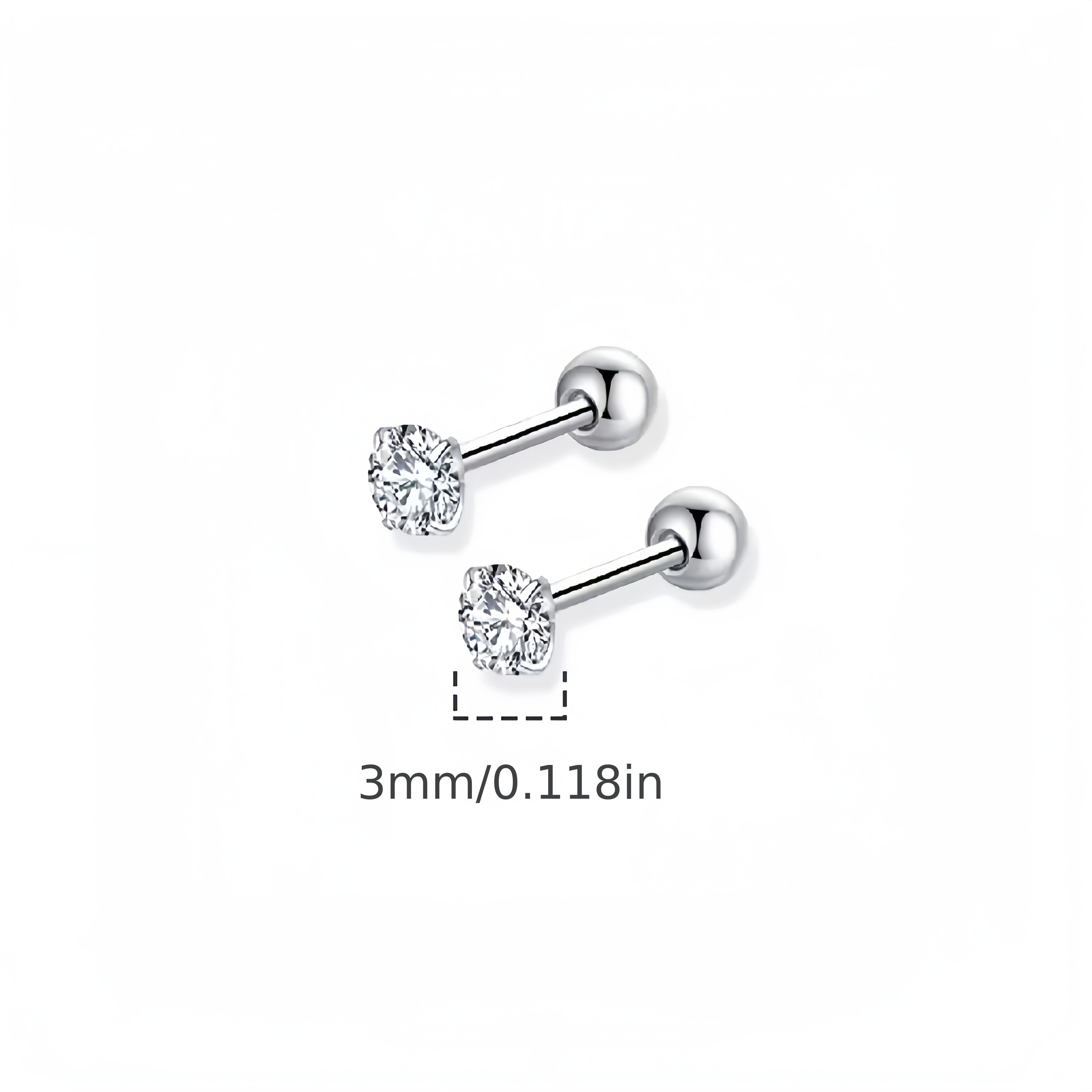 E-shop 4 ultra-glitzernde synthetische Zirkonia-Stecker aus -Edelstahl, schlichte stilvolle vierzackige Gewindestecker für Ohrknorpel, geeignet für
