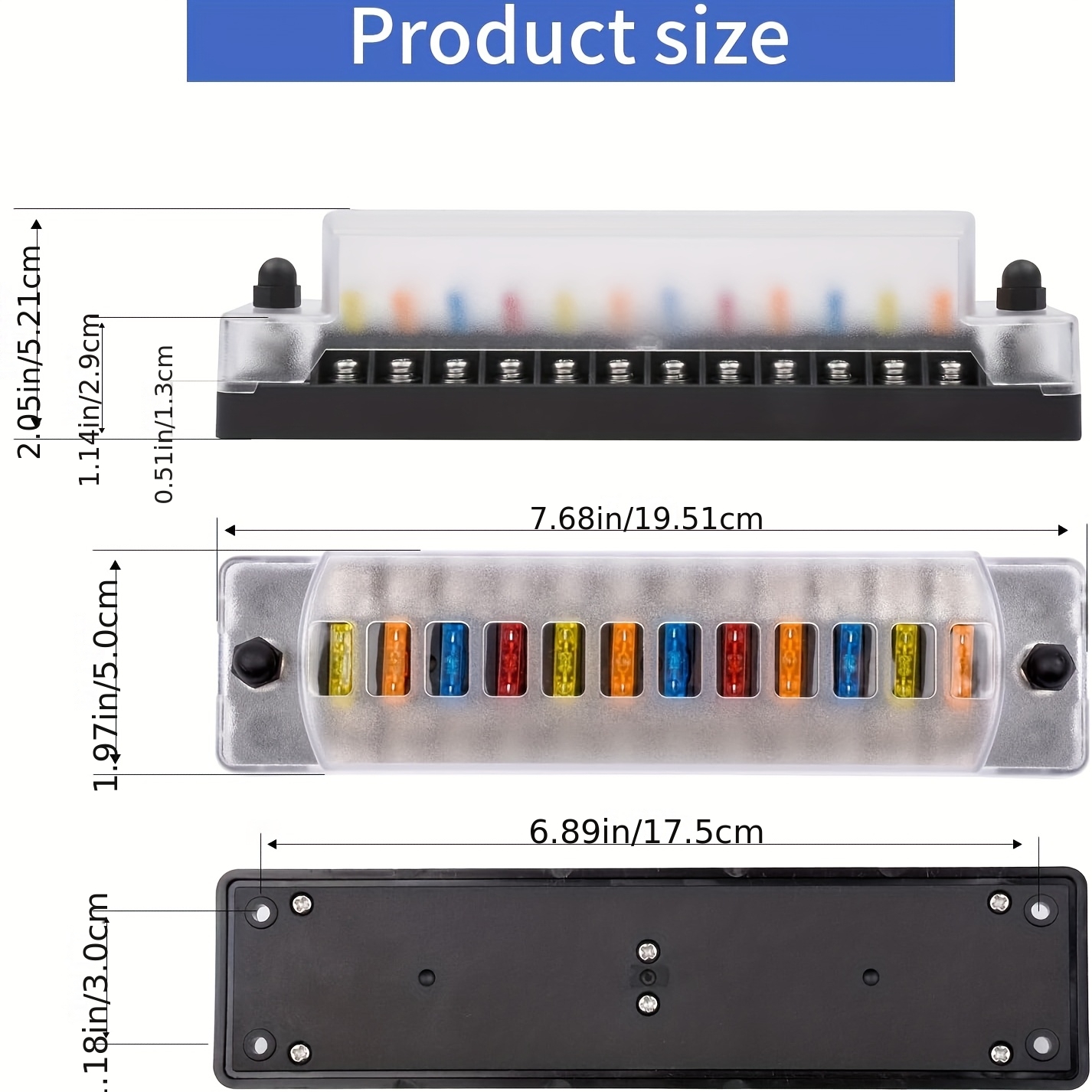 12-Way Fuse Block with Cover for Automotive Electrical Systems