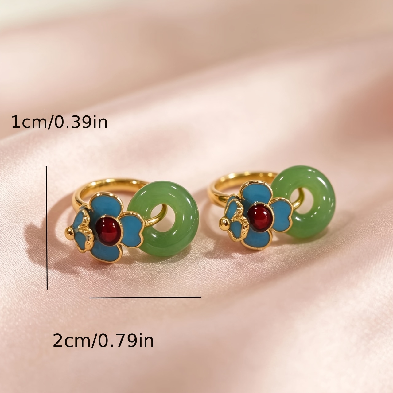 Women's Ancient Style Floral Safety Buckle Earrings, Hanfu Additions