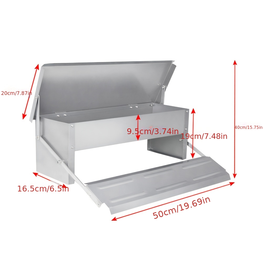 Image of Durable Automatic Poultry Feeder - Heavy Duty 5kg Galvanized Steel Feeder With Rat-proof Pedal And Weather-resistant Lid For Farm Use