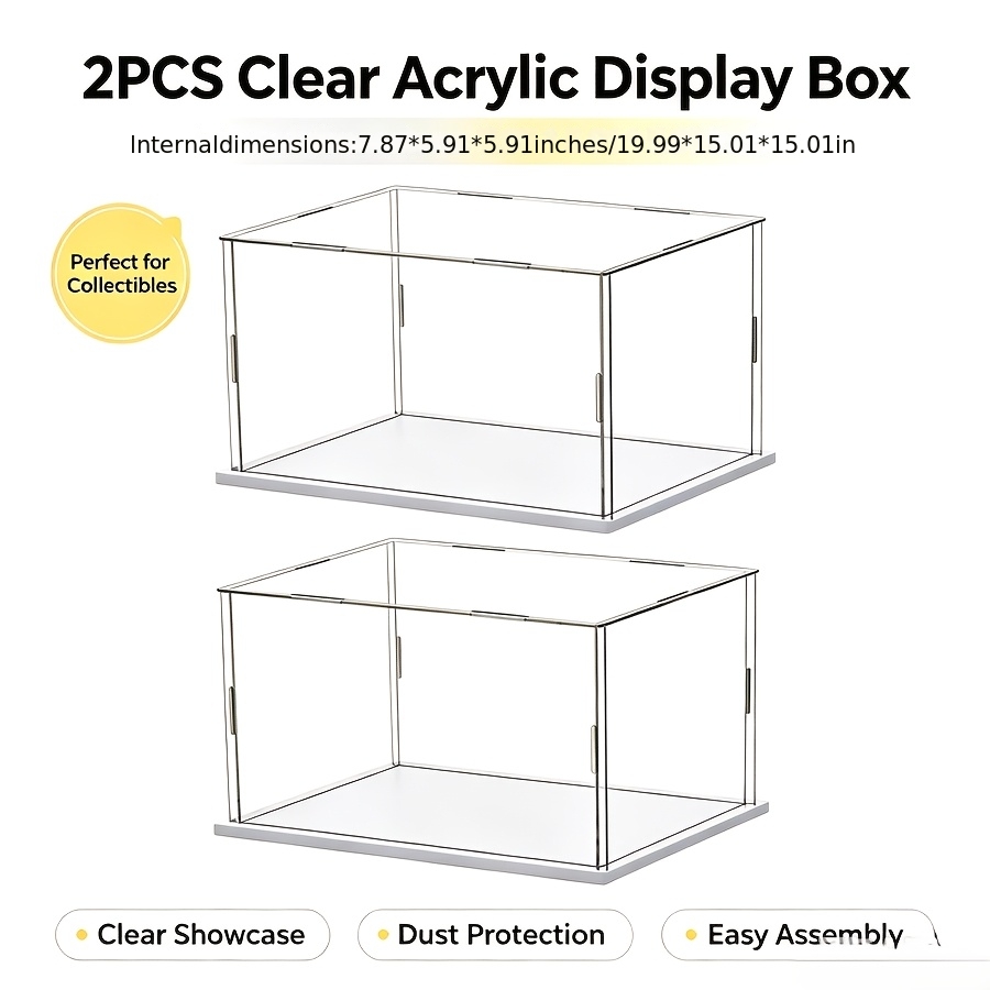 TEMU 2pcs V Pack Boîte d' universelle multifonctionnelle en acrylique transparent, dimensions internes 25 X 15 X 15 Cm, pour objets , étalonnage et à