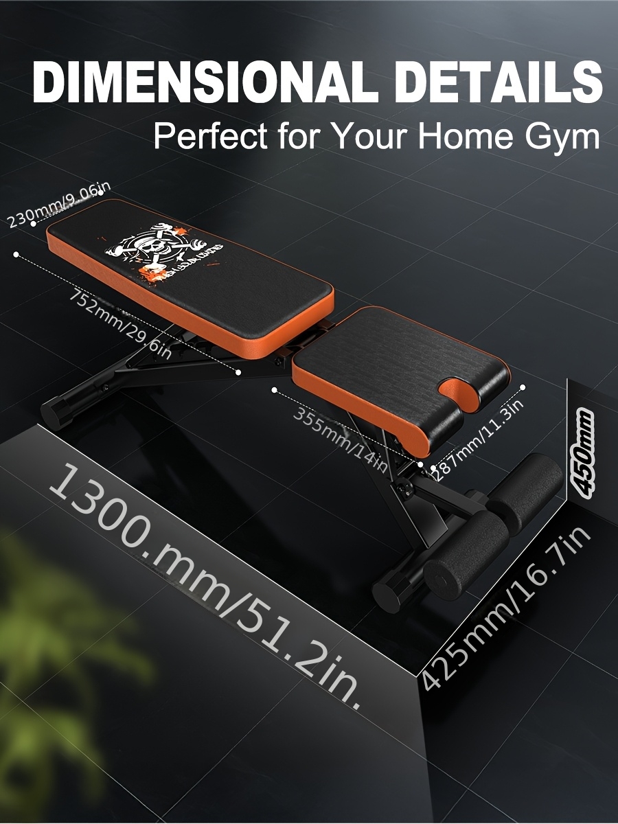 VOWVIT Opvouwbare Verstelbare Gewichtbank 4-in-1 Zware Trainingsbank met Gewichtscapaciteit, Verstelbare Helling voor Volledige Lichaamstraining - Opvouwbare Multifunctionele Bank Geschikt voor Thuisgym, Krachttraining, Gewichtheffen & voor Fitnessniveaus