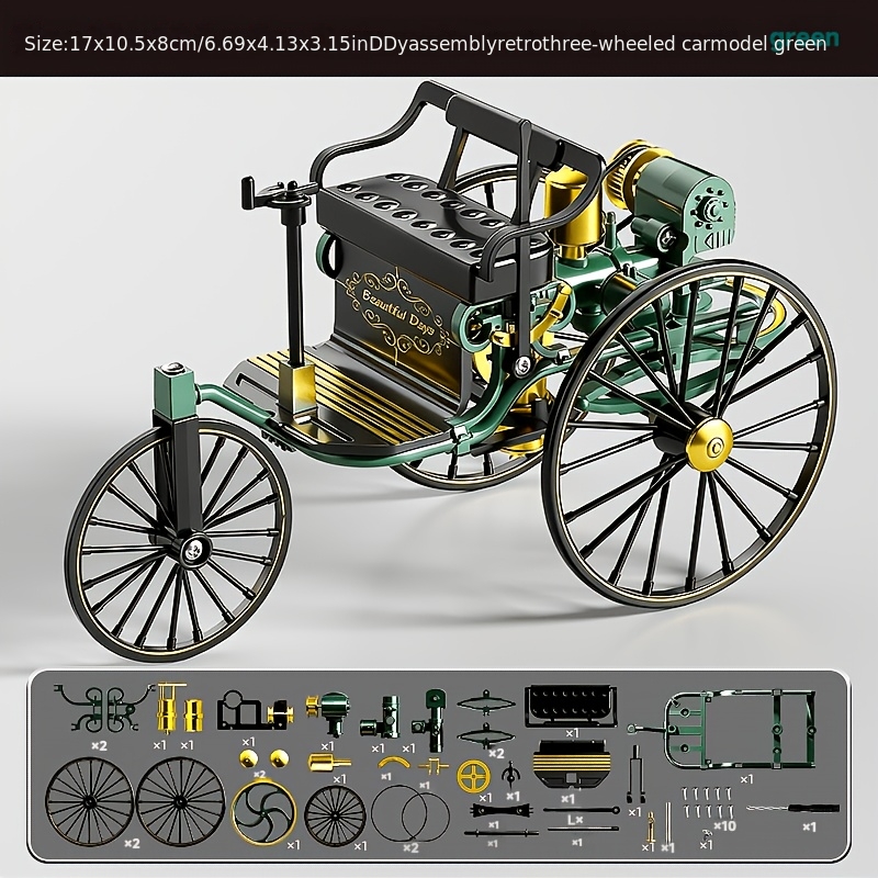 TEMU 51pcs Assembly Model Tricycle Retro Vintage Car Ornament