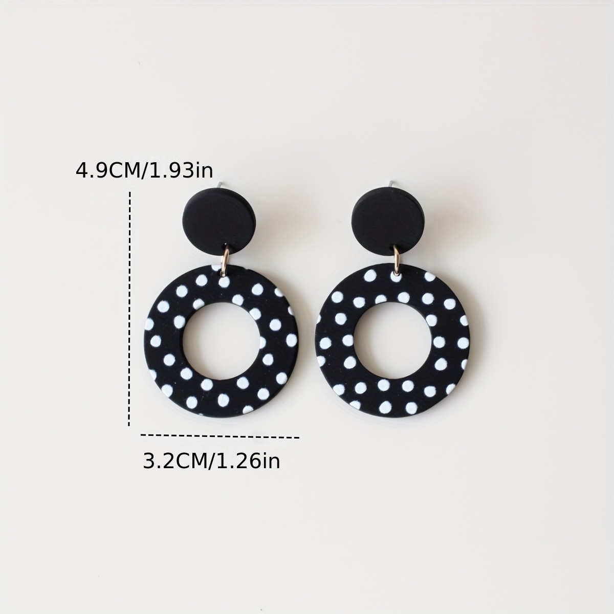 Classic Black Hollow Round Vintage Polka Dot Acrylic Drop Earrings