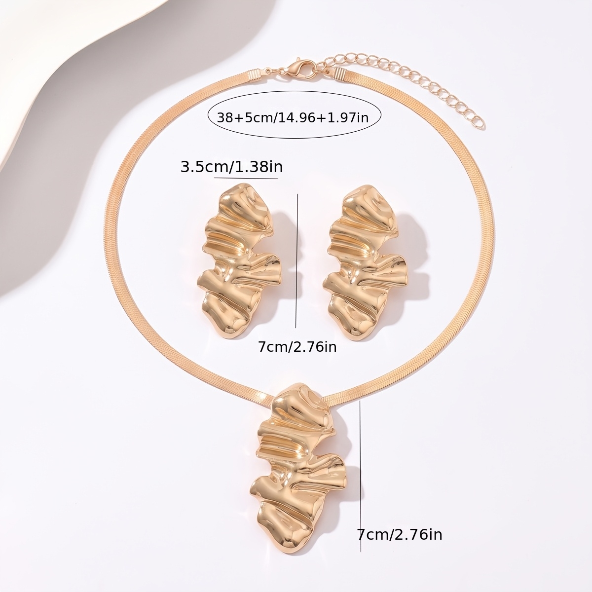 2pcs Women's Jewelry Set, Retro Snake Chain with Stud Earrings