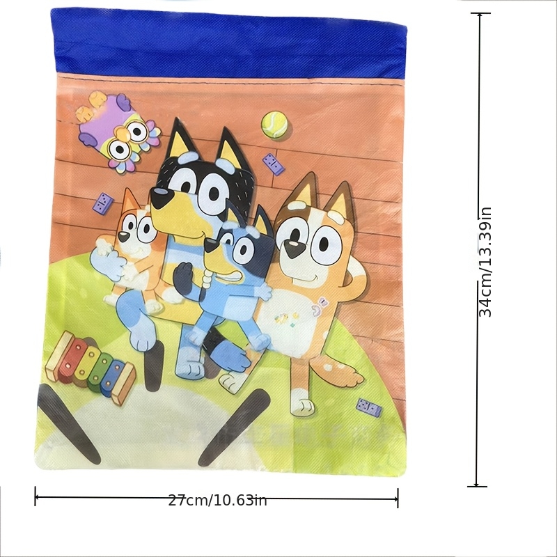 E-shop Geschenk für Sie/Ihn BLUEY Party Geschenktüte mit Kordelzug, Kreativer Rucksack Kordelzugbeutel, Niedliches Cartoon Design, Blaue