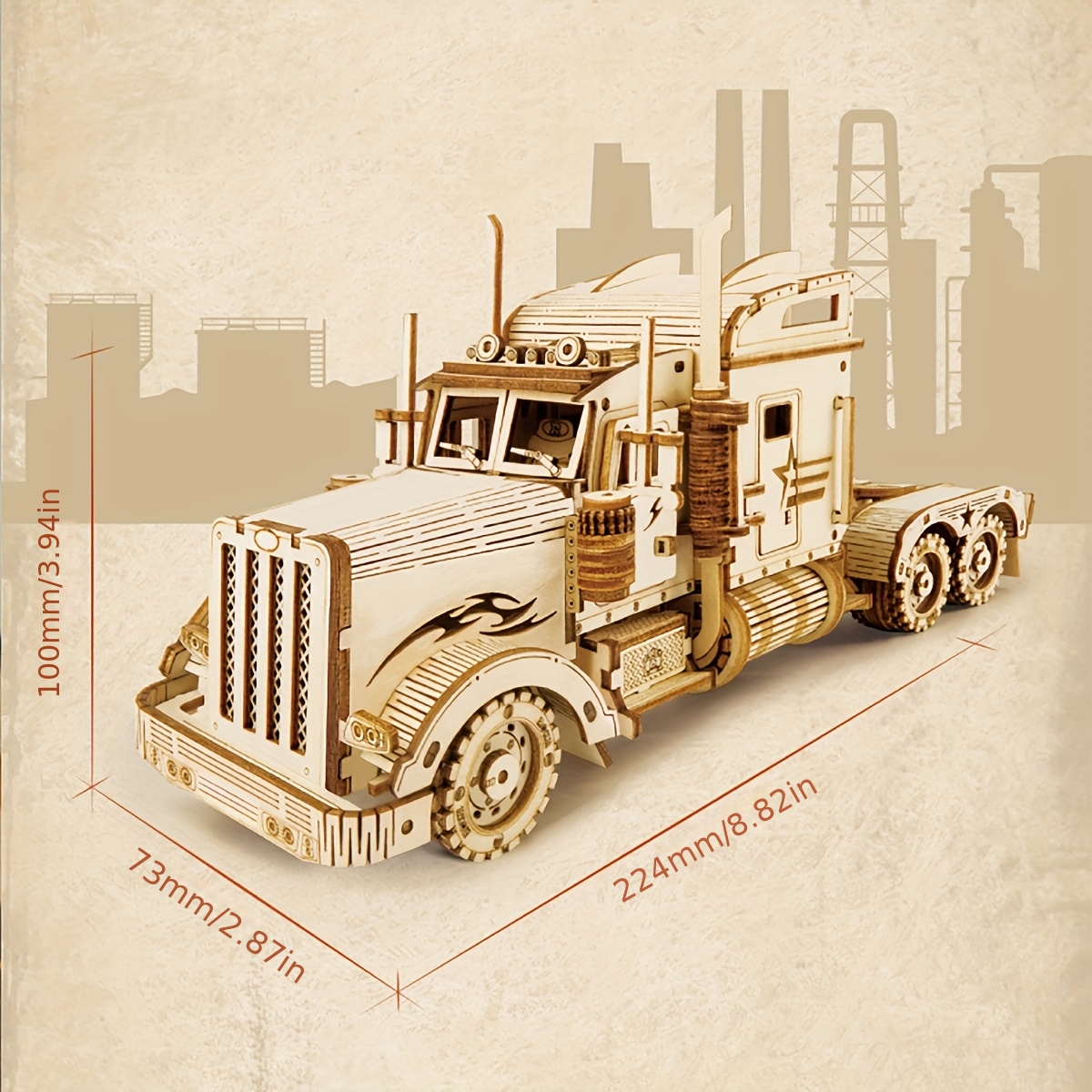 TEMU Vintage Wooden Truck Model Decorations - Rustic Thanksgiving Tabletop Display, Handmade Wooden Vehicle Decorations With Intricate Designs