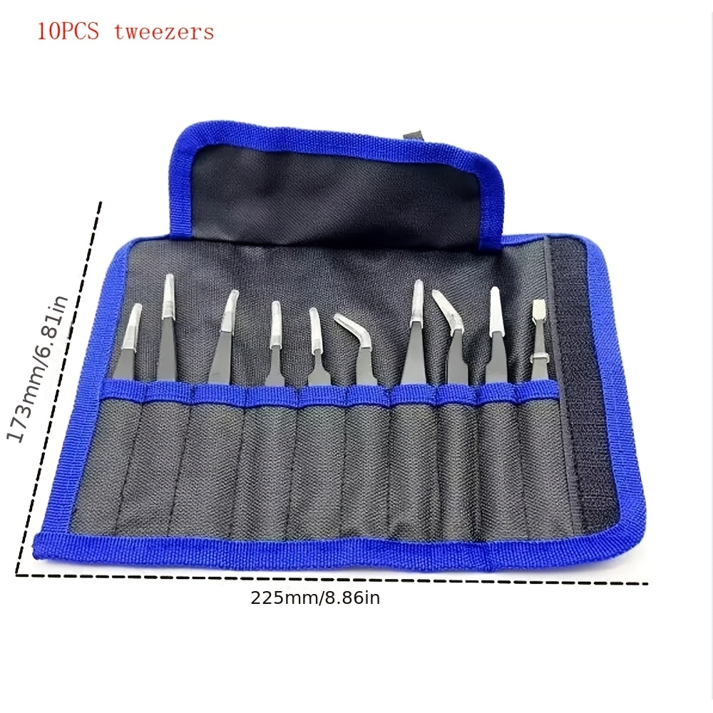 TEMU Ensemble de 10 pinces en acier inoxydable, outils manuels, pinces à pointe faites à