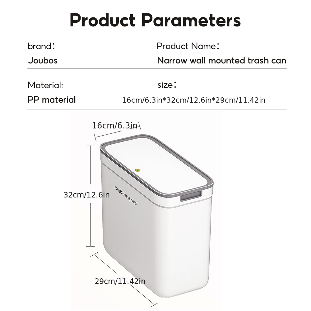 Joybos Wall Mounted Narrow Trash Can With Lid Odor Proof Super Strong Space For Bathroom And Bedroom